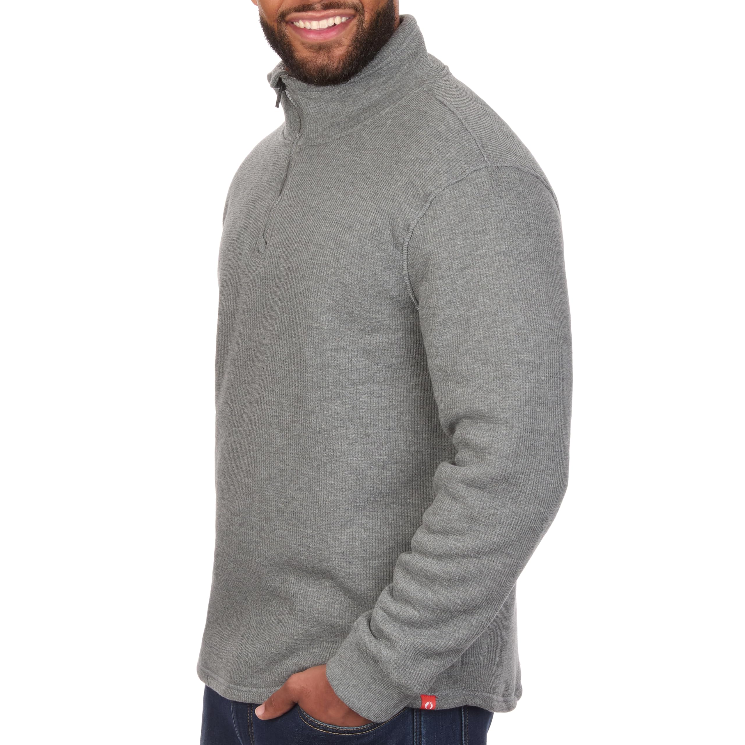 Men's Sherpa Lined Waffle Quarter Zip Mock Neck Pullover - Warm Winter Long Sleeve Shirt for Outdoor Adventures, Hiking, Camping & Casual Wear