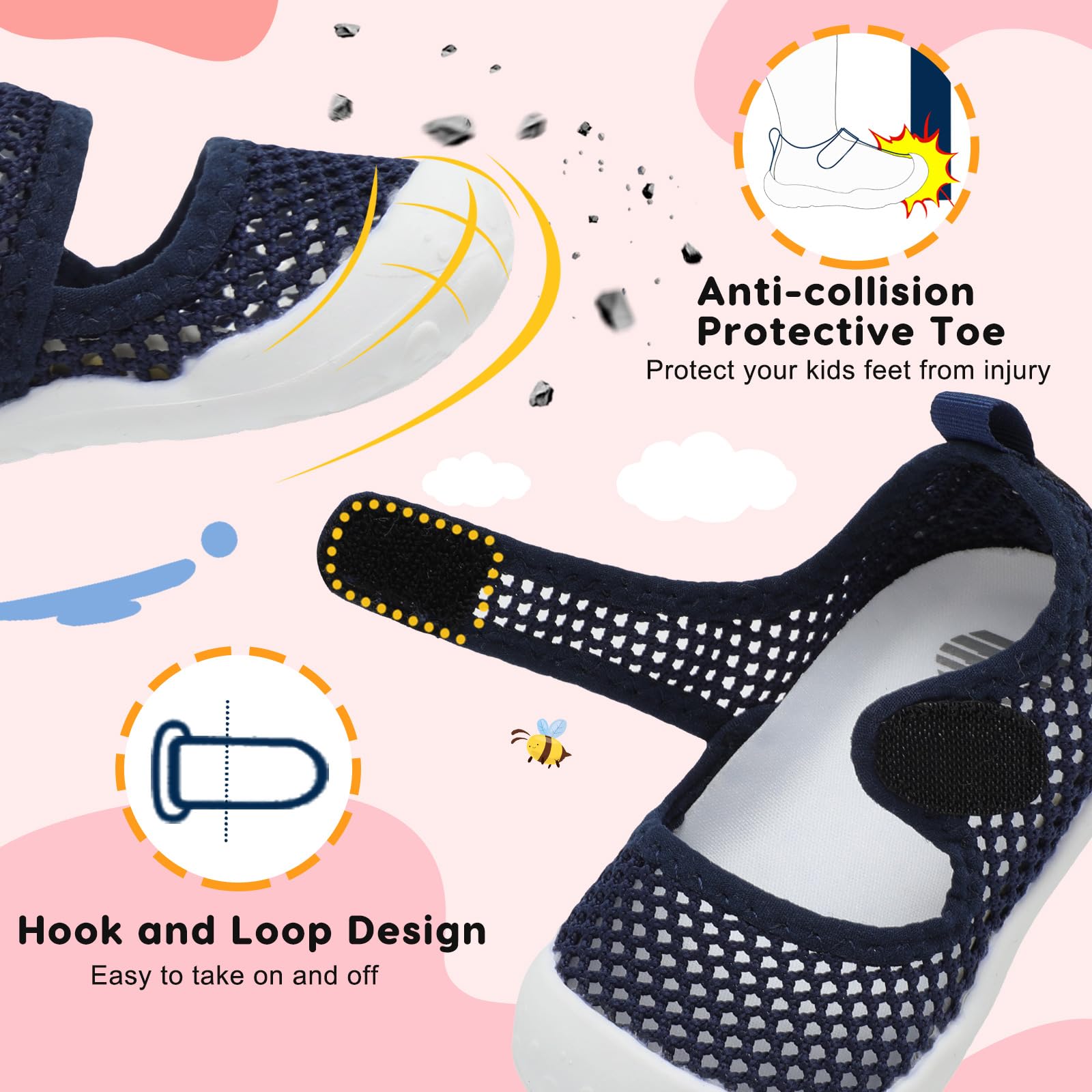 BARERUN Toddler Water Shoes - Barefoot Quick-Dry Aqua Socks for Boys & Girls with Arch Support | Non-Slip Beach Swim Pool Shoes for Kids | Perfect for Beach, Pool, Water Parks & Summer Activities