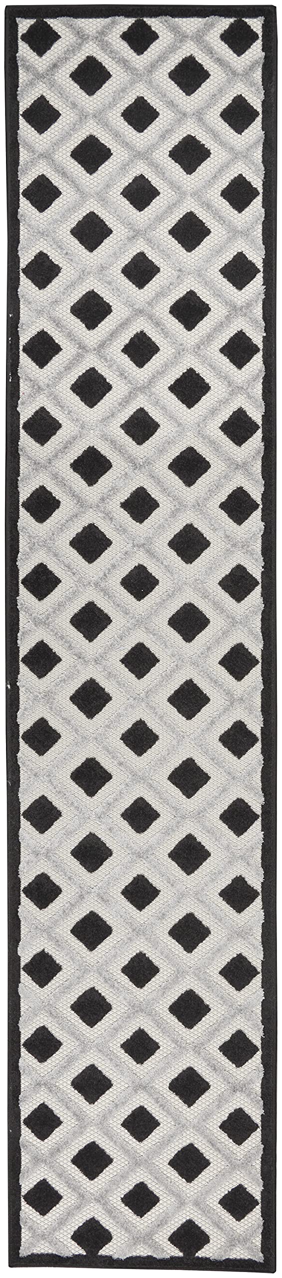 Nourison Aloha Geometric Black and White Indoor/Outdoor Area Rug - 2'3