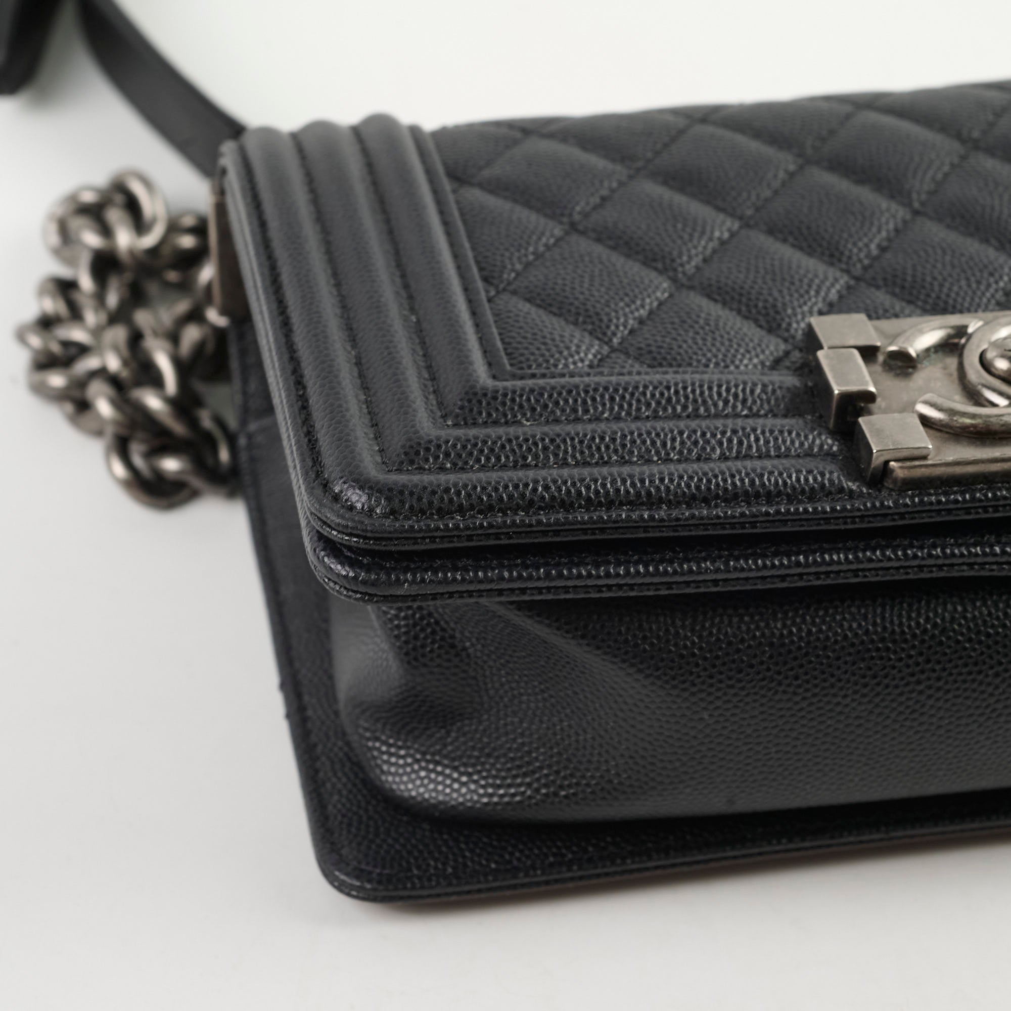 Chanel Caviar Small Boy Black Leather Handbag - Luxury Designer Crossbody Bag for Women | Perfect for Evening Events, Parties & Everyday Use