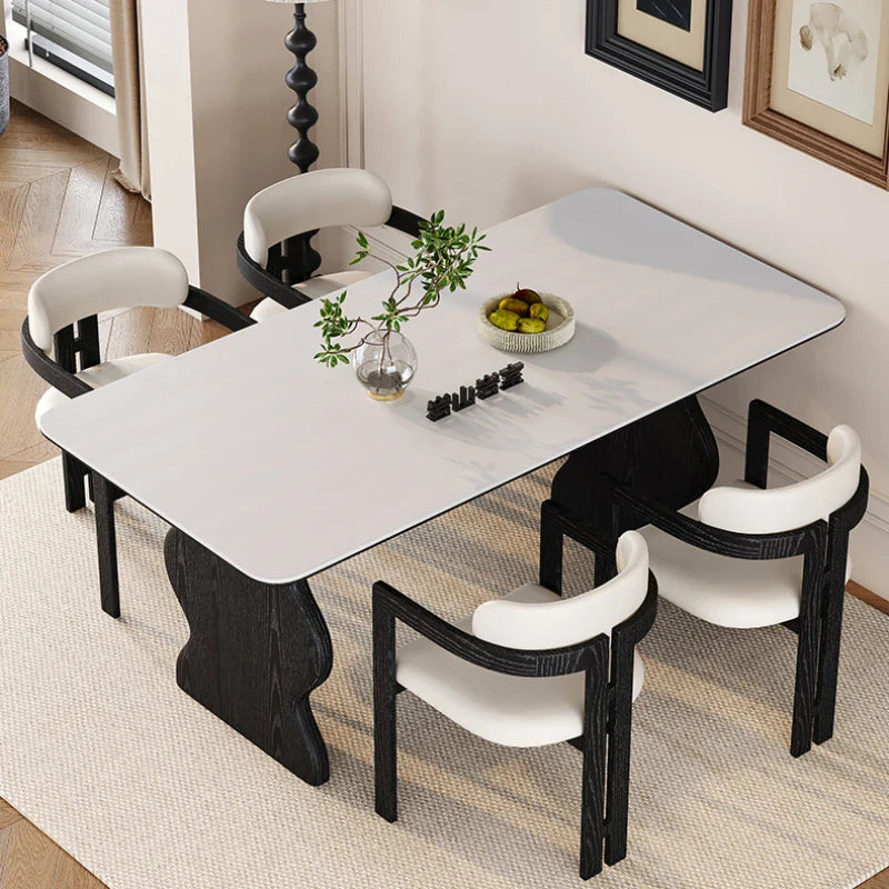 Modern Designer Dining Table Set for 6 - Elegant Wooden Kitchen Table with Chairs - Perfect for Family Meals, Dinner Parties & Small Spaces