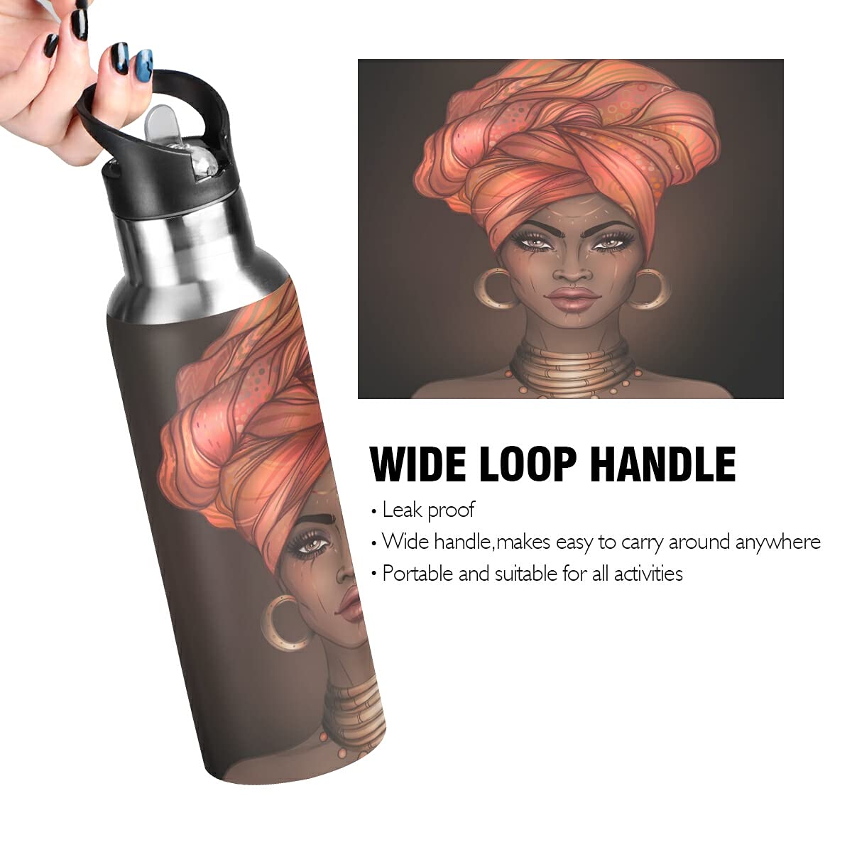 Vacuum Insulated Stainless Steel Water Bottle with Straw Lid - Leakproof for Sports & Coffee