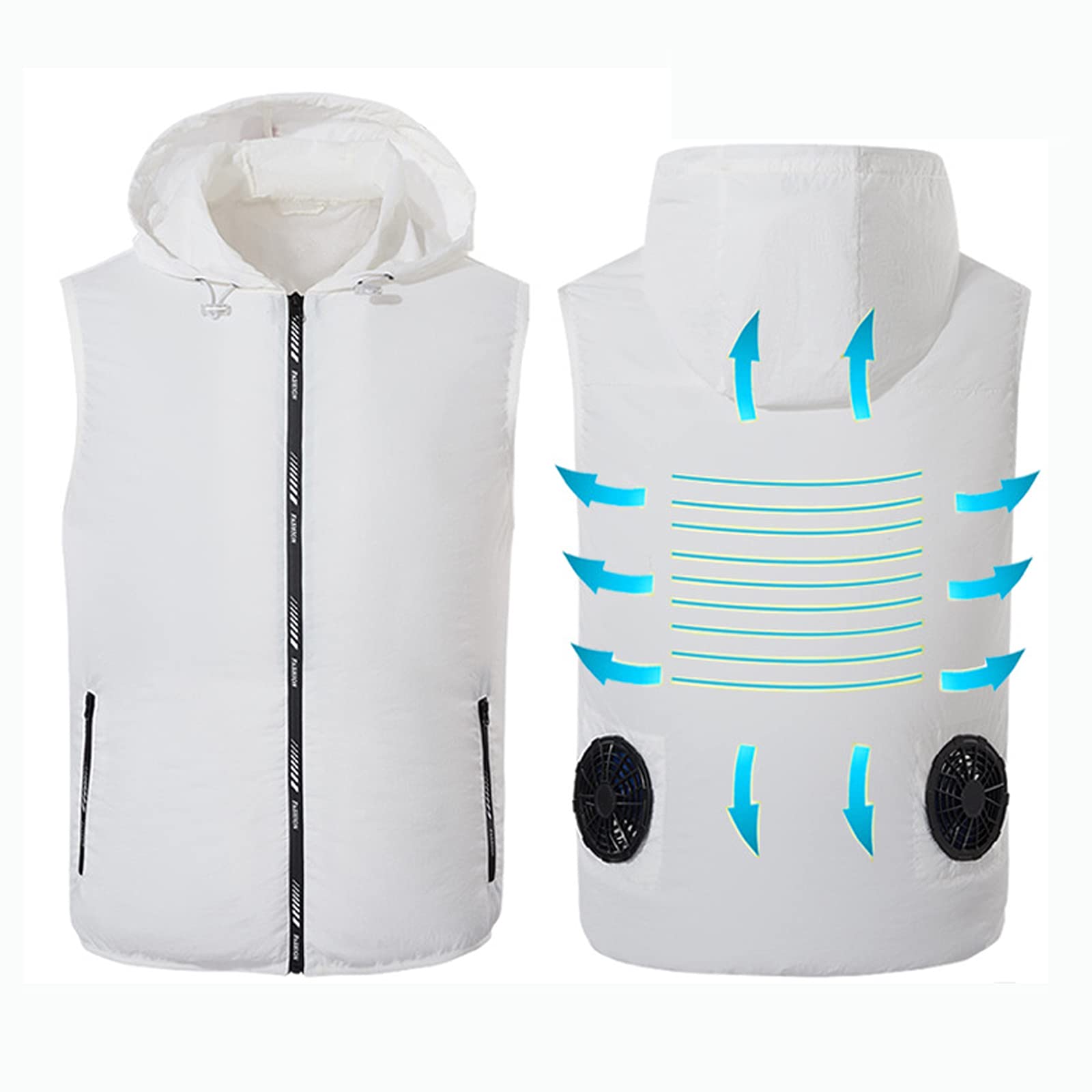 KUMADAI Wearable Cooling Vest for Men & Women - 3-Speed Adjustable USB Powered Air Conditioned Vest with Sun Protection - Perfect for Outdoor Work, Hiking, Sports & Hot Weather Activities