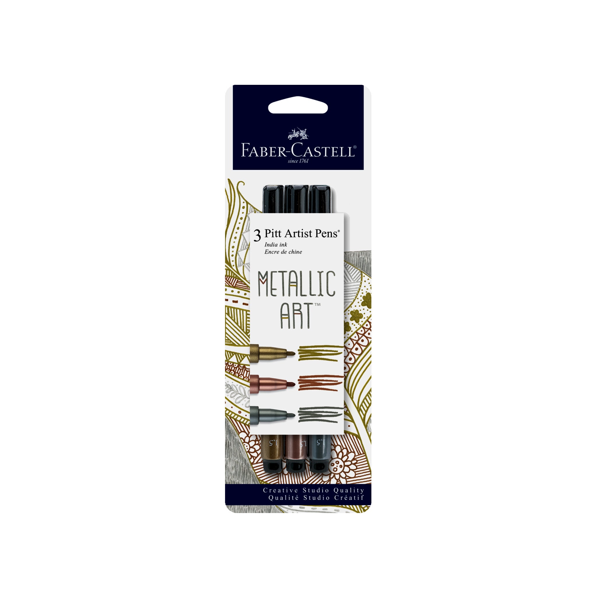Pitt Artist Pen Metallic Art Set of 3 - Gold, Silver, Bronze - Perfect for Calligraphy, Illustration & Hand Lettering