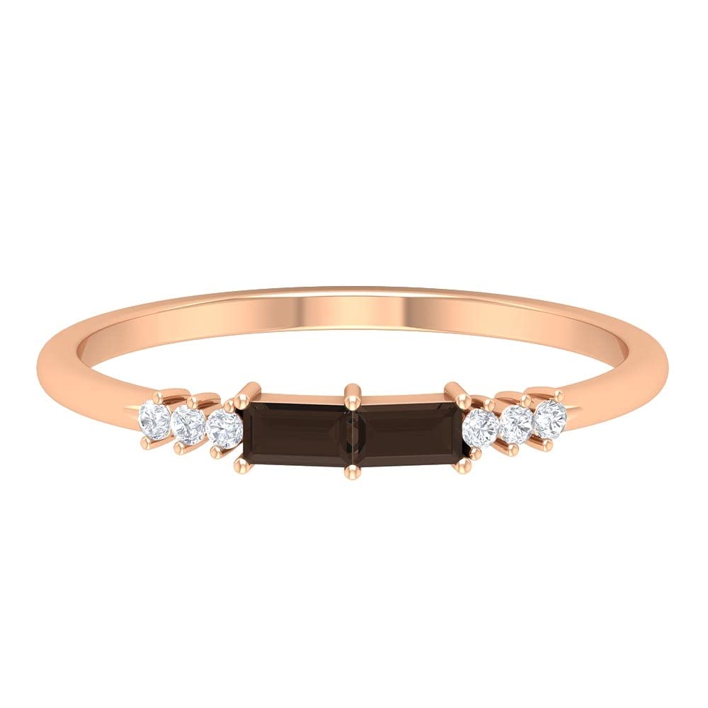 1/2 CT Brown Smoky Quartz and Diamond 14K Solid Gold Ring - June Birthstone Promise Ring for Women, Elegant Jewelry Gift for Anniversary, Engagement & Special Occasions