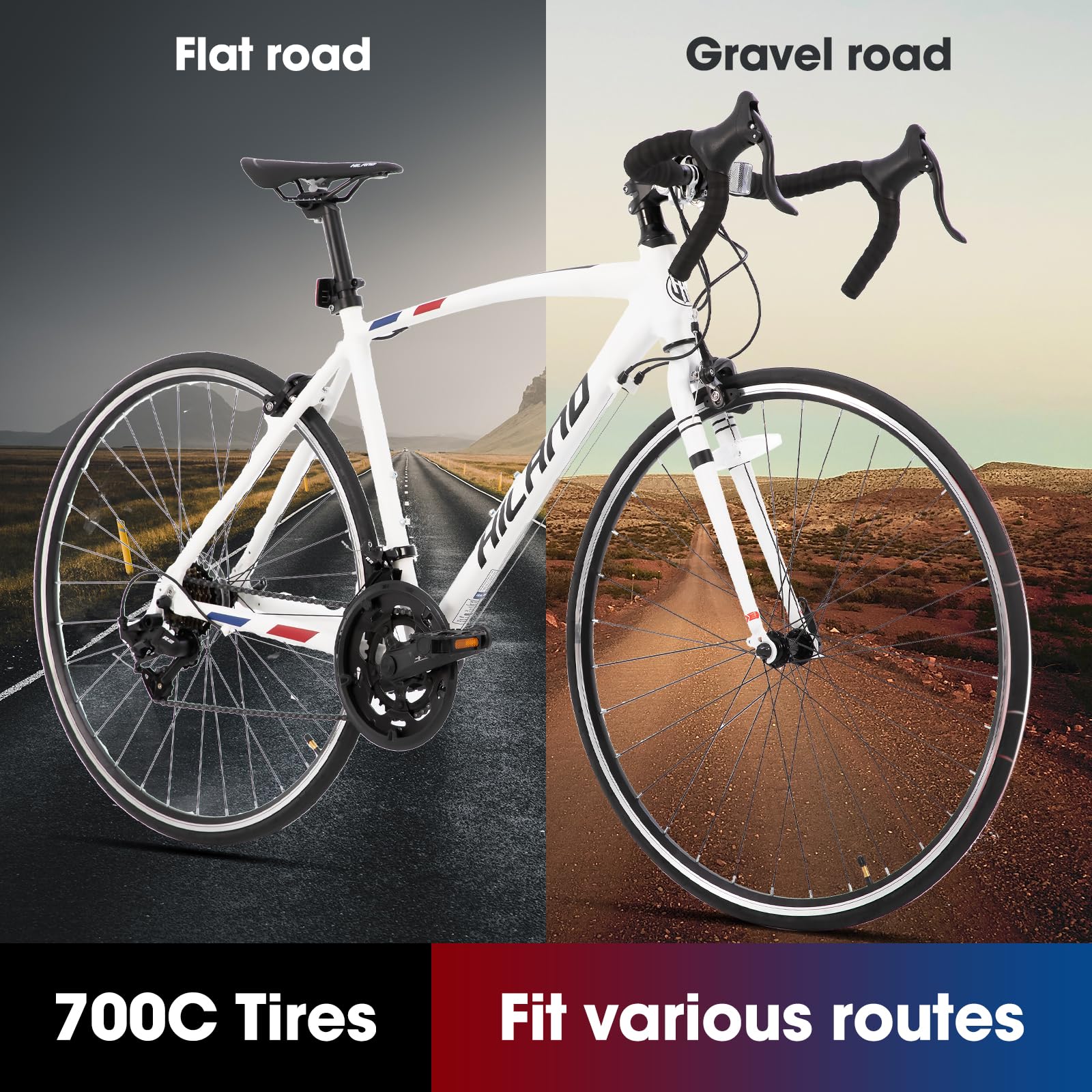 HILAND 700C Road Bike - 14 Speed Lightweight Aluminum Frame Racing Bicycle for Men & Women | Perfect for Commuting, Fitness Training & Outdoor Cycling Adventures