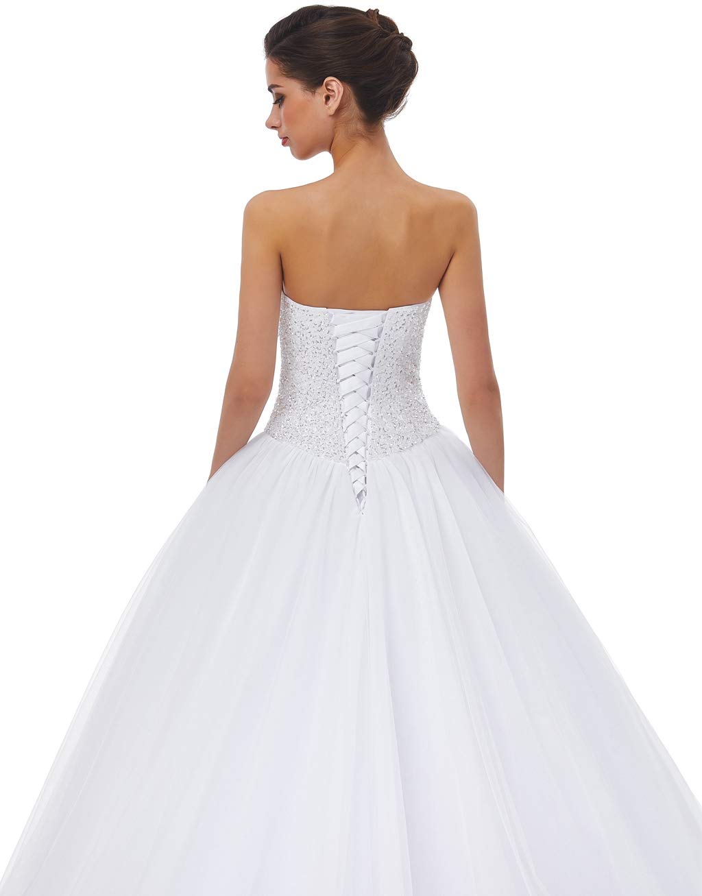 Elegant Sweetheart Neckline Tulle A-Line Wedding Dress with Train for Brides - Perfect for Church Ceremonies, Beach Weddings & Romantic Vows