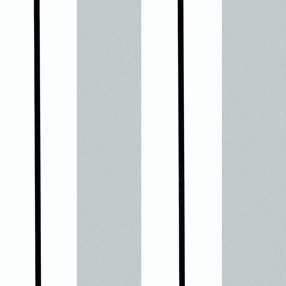 Y13403 Silver White Black Stripe Peel and Stick Wallpaper - 17.7