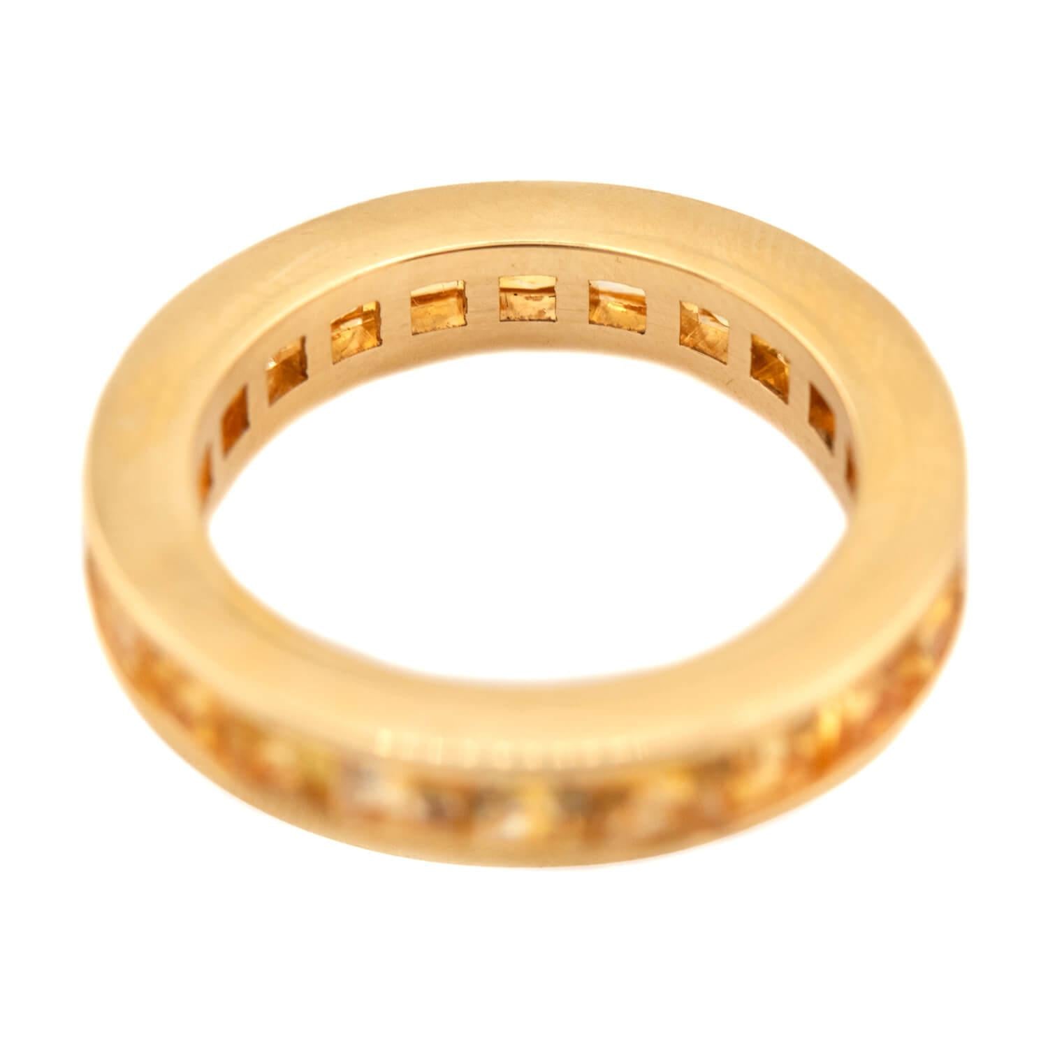18K Yellow Sapphire Eternity Band Ring - Genuine Gold Wedding Ring for Women, Anniversary Gift, Bridal Jewelry for Special Occasions