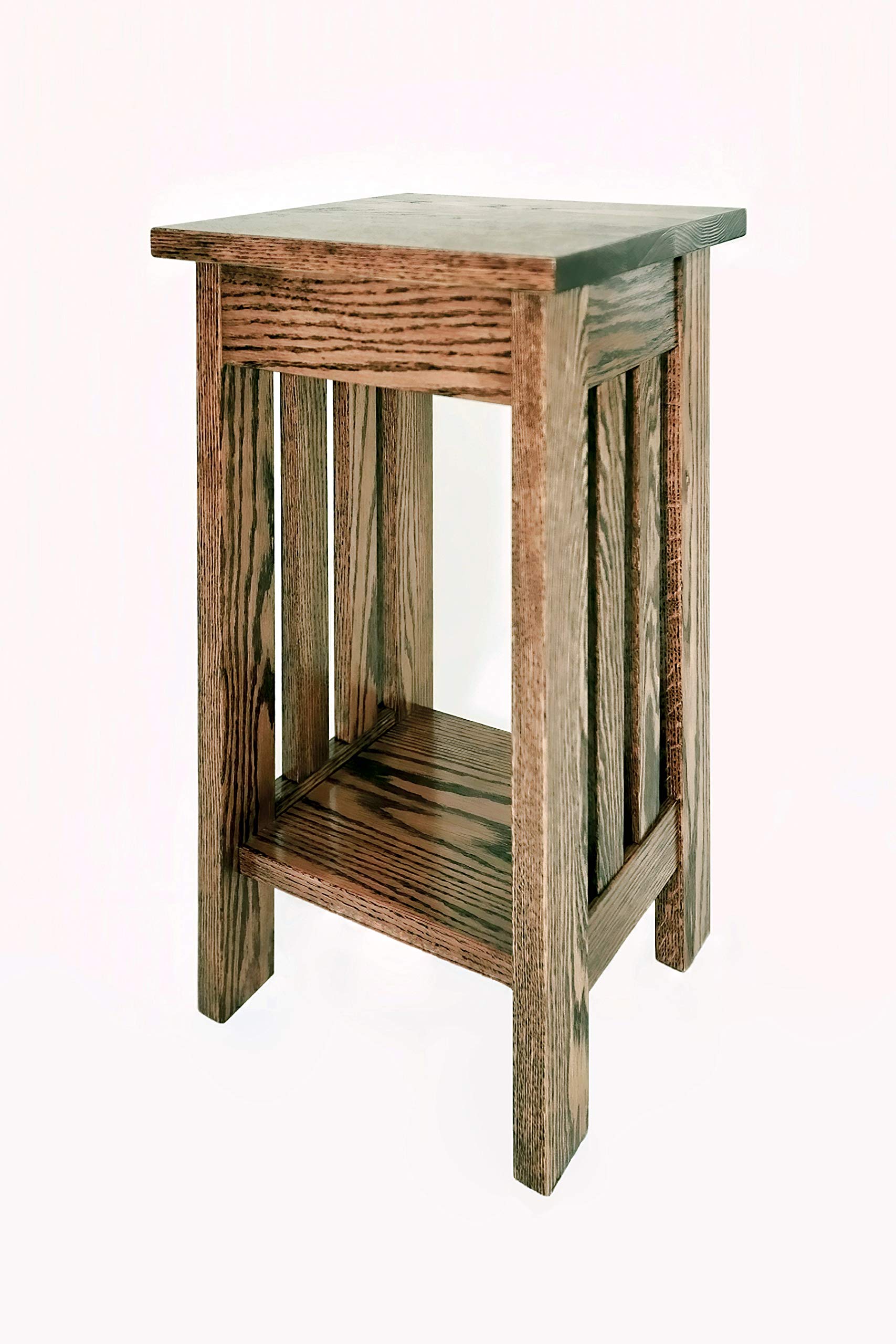 Handmade Amish Oak End Table & Plant Stand - 22.75 Inches Tall, 12 Inches Wide - Solid Wood Side Table for Living Room, Bedroom, or Office - Made in USA