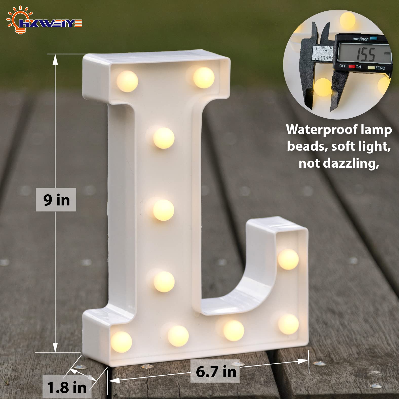 HXWEIYE LED Light Up Letters L - Warm White Marquee Alphabet & Number Signs for Party, Birthday, Bar, Christmas Decor - Battery Powered Big Letters for Home & Event Lighting