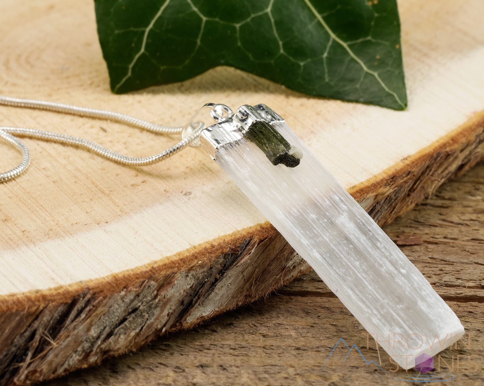 Raw Black Tourmaline & Selenite Crystal Pendant - Handmade Birthstone Jewelry with Healing Properties | Protection & Energy Cleansing | Spiritual Gift & Meditation Accessory