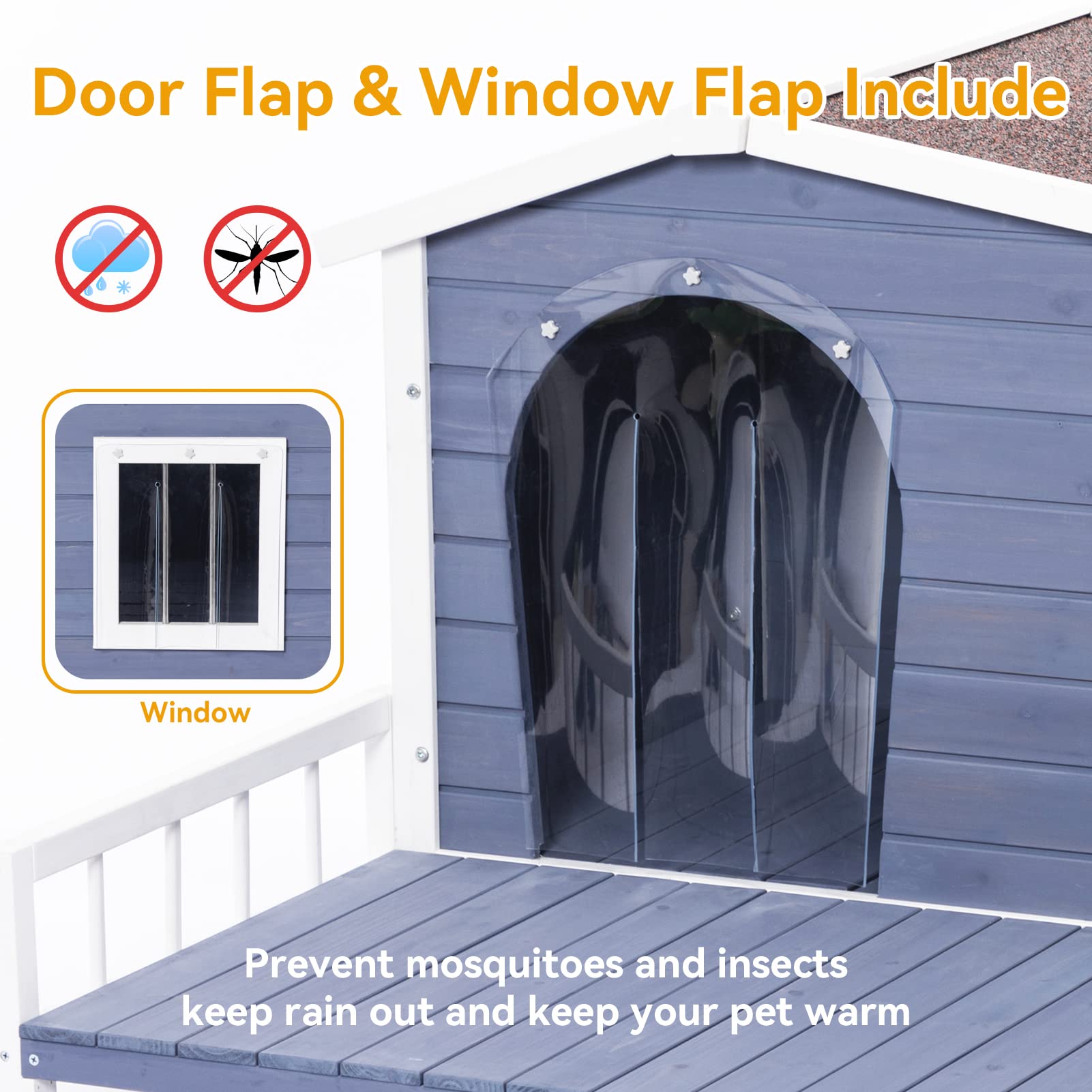 Petsfit Outdoor Dog House with Terrace & Removable Asphalt Roof - 40