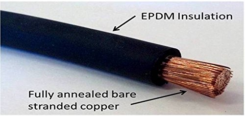 4/0 Gauge 4/0 AWG 30 Feet Black Pure Copper Flexible Welding Battery Cable - Heavy Duty Power Wire for Car Audio, Inverter, RV, Solar System & Marine Applications
