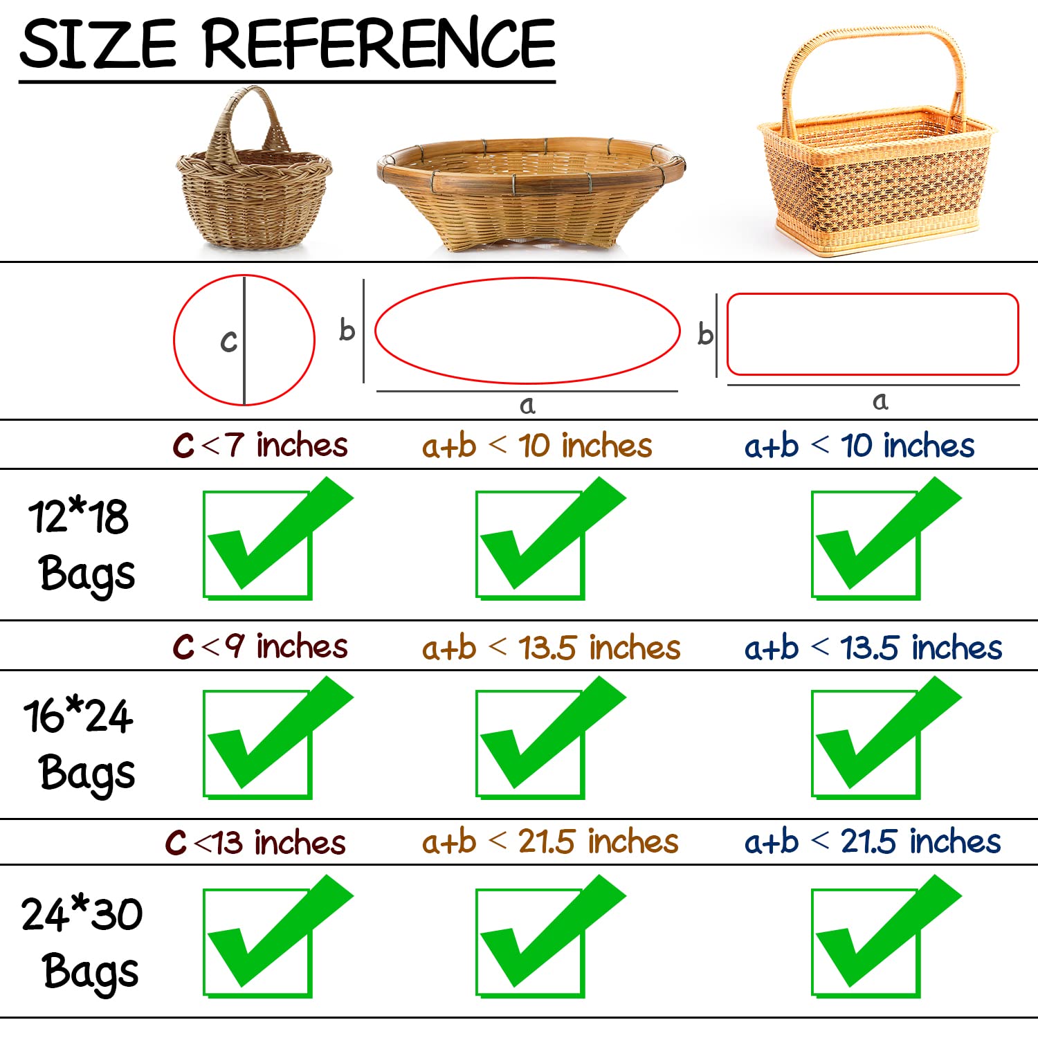 50pcs Clear Cellophane Gift Bags - 3 Sizes (12x18, 16x24, 24x30 inches) with 50 Pull Bows for Gift Wrapping, Party Favors, Wedding Favors & Holiday Packaging - Premium Plastic Packaging Bags for Candy, Cookies & Gift Baskets