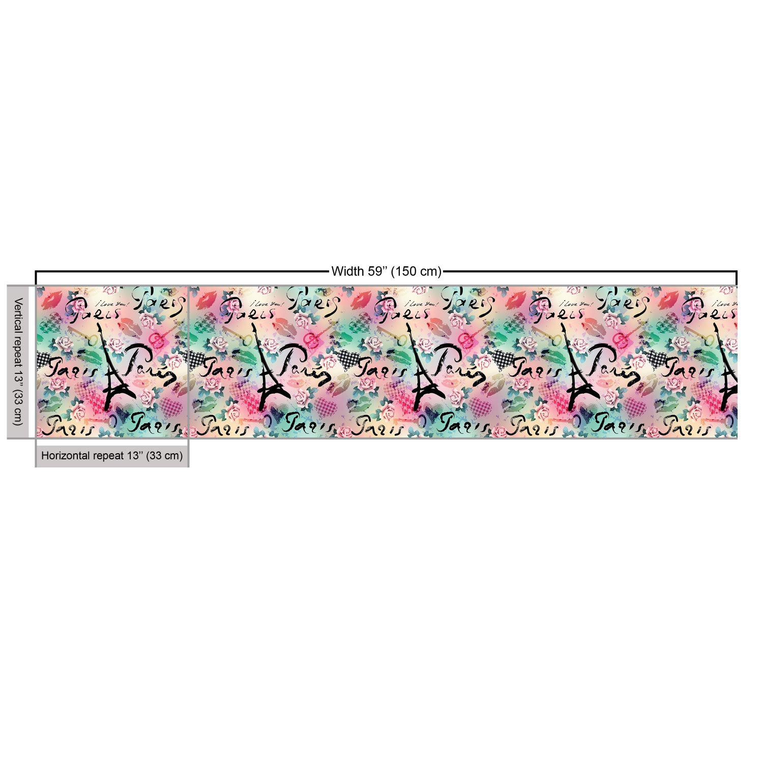 Ambesonne Paris Fabric by The Yard - French Floral Rose Checkered Hearts Romance Love Design | Decorative Upholstery Fabric for Sofa, Curtains & Home Decor | 10 Yards Soft Green | Perfect for DIY Projects, Bedroom & Living Room Makeovers