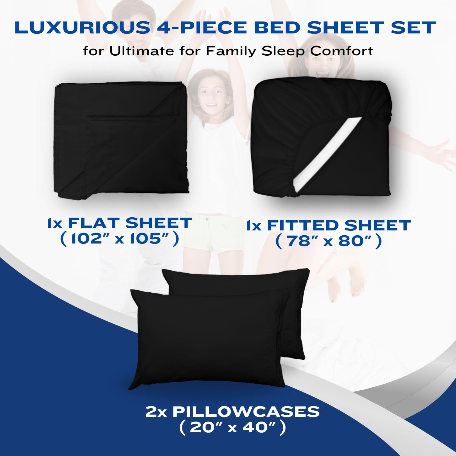 DREAMCARE Queen Size Cooling Bed Sheets Set - 4pc Deep Pocket Fitted Sheet, Flat Sheet & Pillowcases - 15