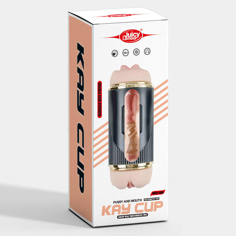 Kay Cup Vibrating Dual-Sided Pussy and Mouth Masturbator - Realistic Male Masturbation Toy for Solo Pleasure & Couples Play