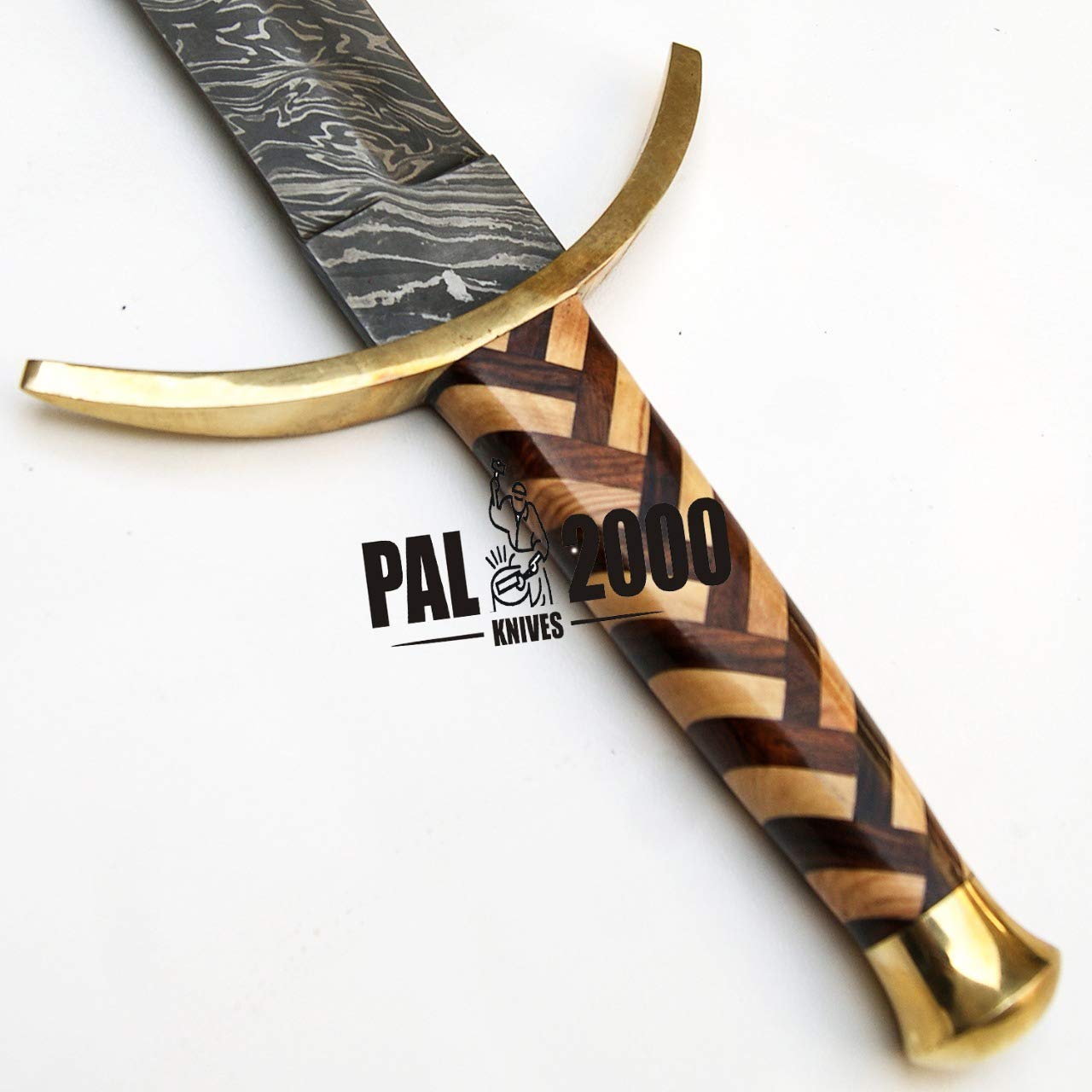 Handmade Damascus Steel 34 Inch Sword - PAL 2000 KNIVES SW-9579 with Perfect Grip - Ideal for Collectors, Martial Arts & Home Decor