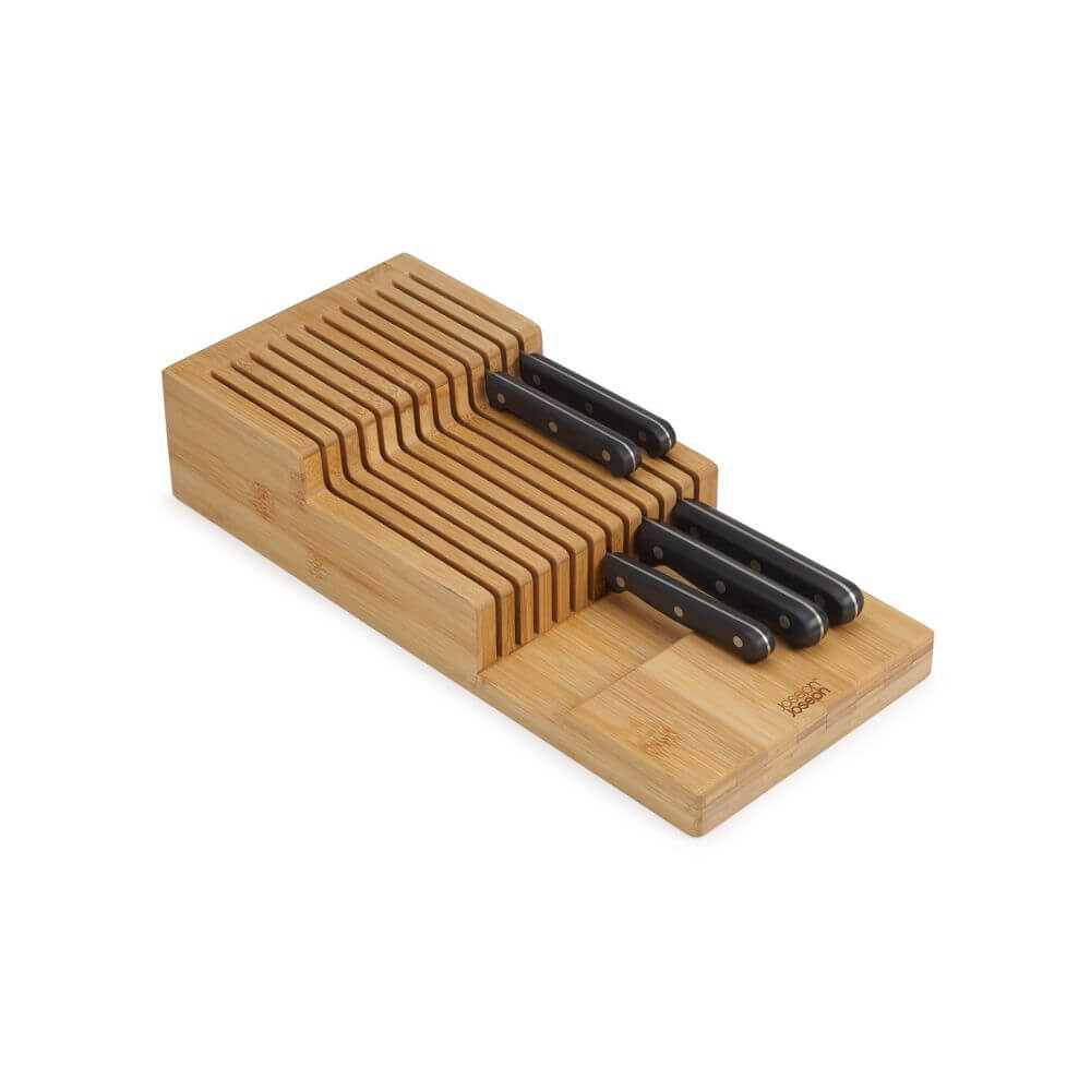 Joseph Joseph Bamboo 2-Tier Knife Organizer - Large Bamboo Knife Block Holder for Kitchen Countertop Storage - Perfect for Chefs & Home Cooks
