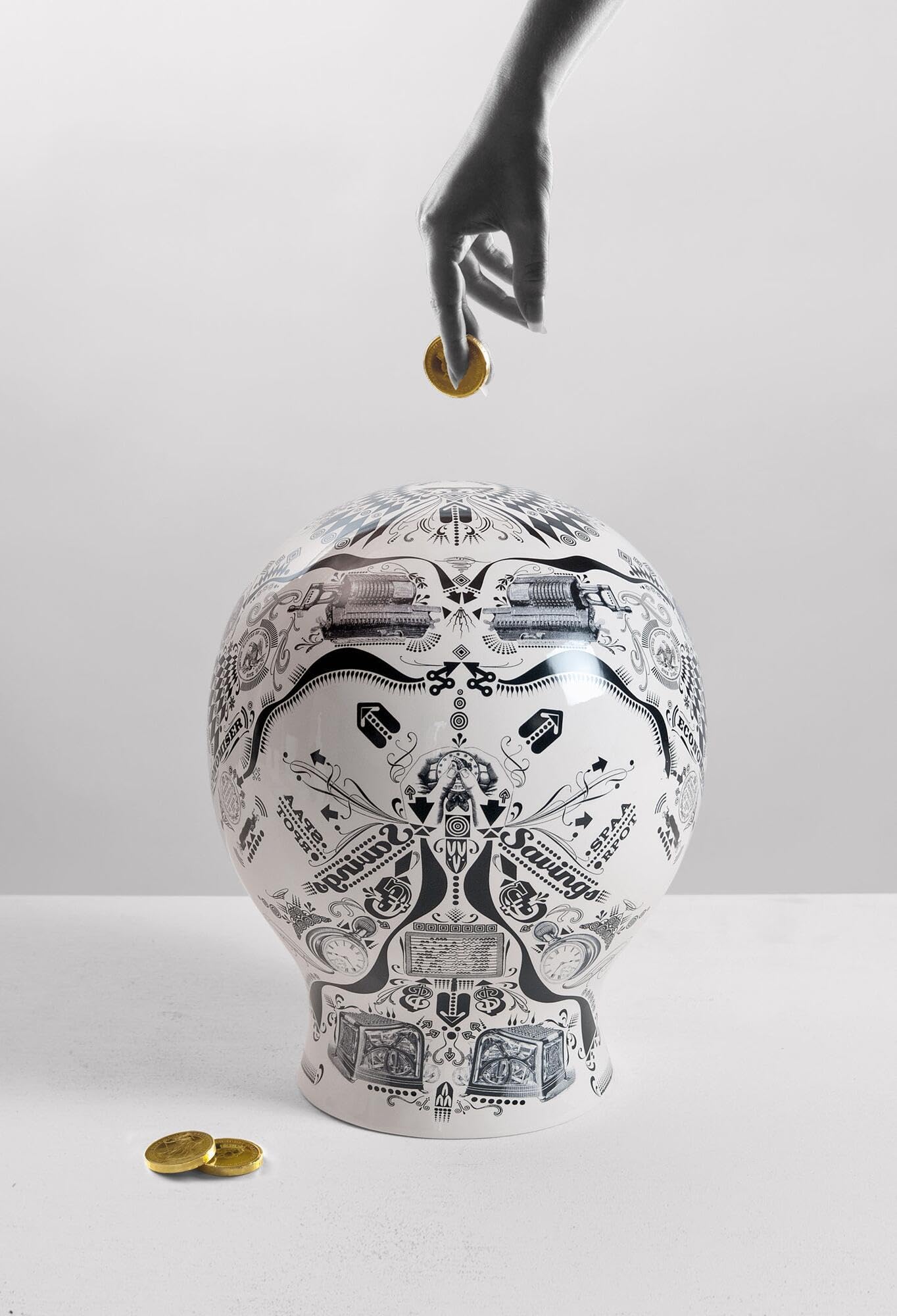 Seletti The Money Box in White & Black - Stylish Piggy Bank for Savings & Gifts - Perfect for Home Decor, Kids' Room, and Unique Present Ideas