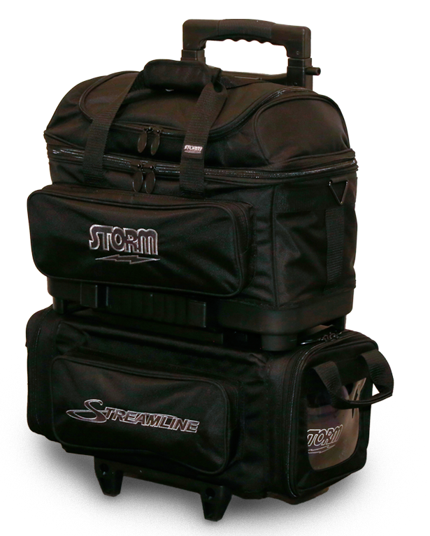 Storm Streamline 4 Ball Carbon Black Roller Bowling Bag - Durable Bowling Equipment for League & Tournament Players - Perfect for Travel & Storage