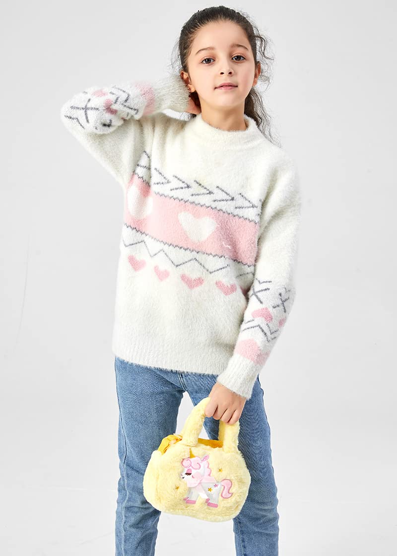 **Unicorn Crossbody Bag for Girls - Small Plush Purse with Adjustable Strap, Cute Kids Shoulder Bag for School, Travel & Playtime**