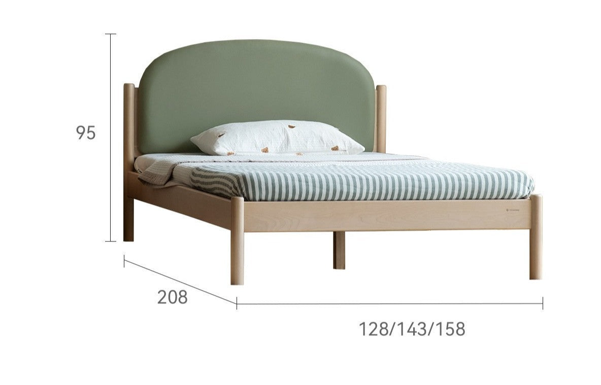 Organic Solid Wood Children's Bed - Birch & Beech Frame with Premium Leather Accents | Safe, Non-Toxic Toddler Bed for Nursery, Bedroom & Montessori Rooms