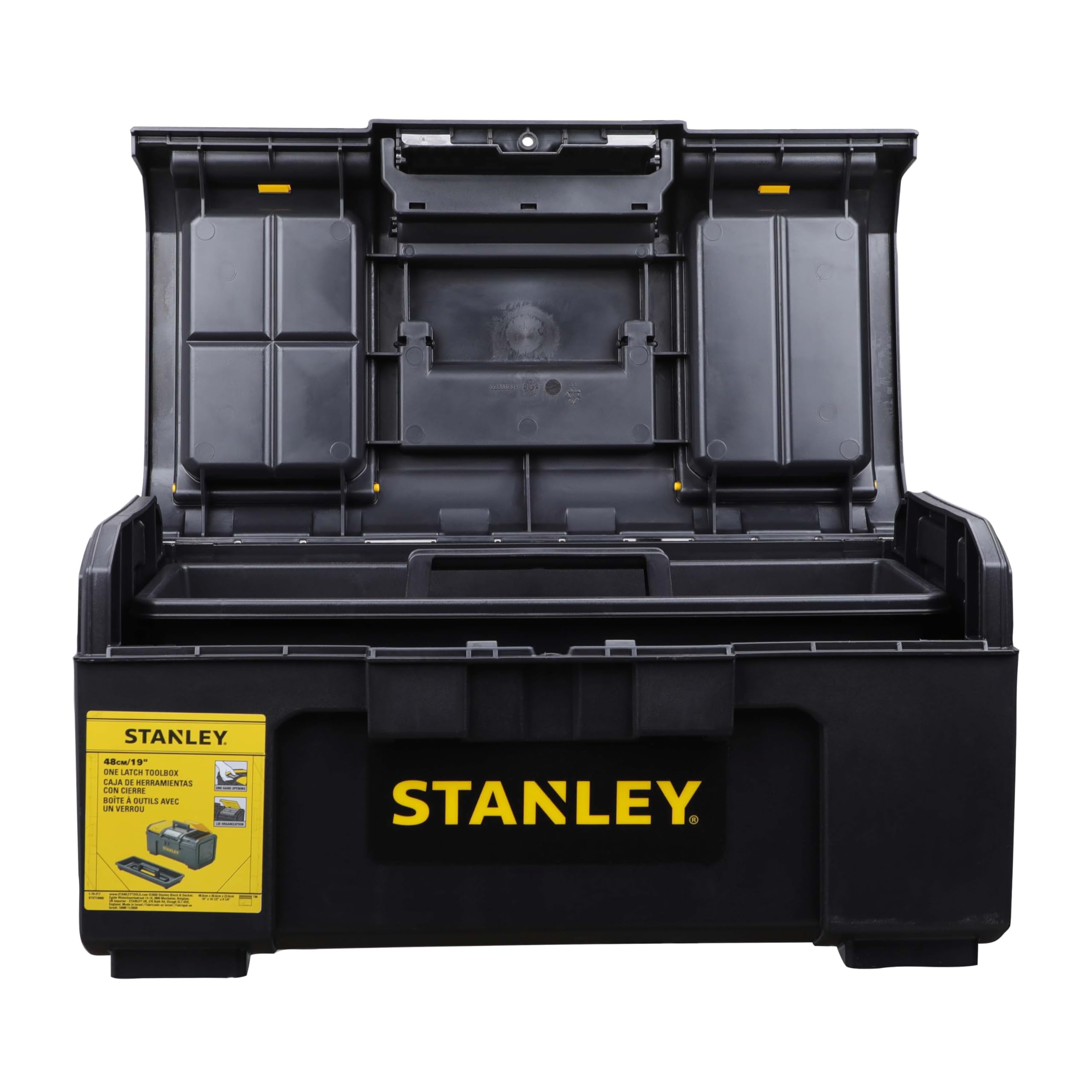 Stanley 19-Inch One Touch Toolbox - Heavy Duty DIY Tool Storage Organizer with Easy Access for Home, Garage & Workshop Projects