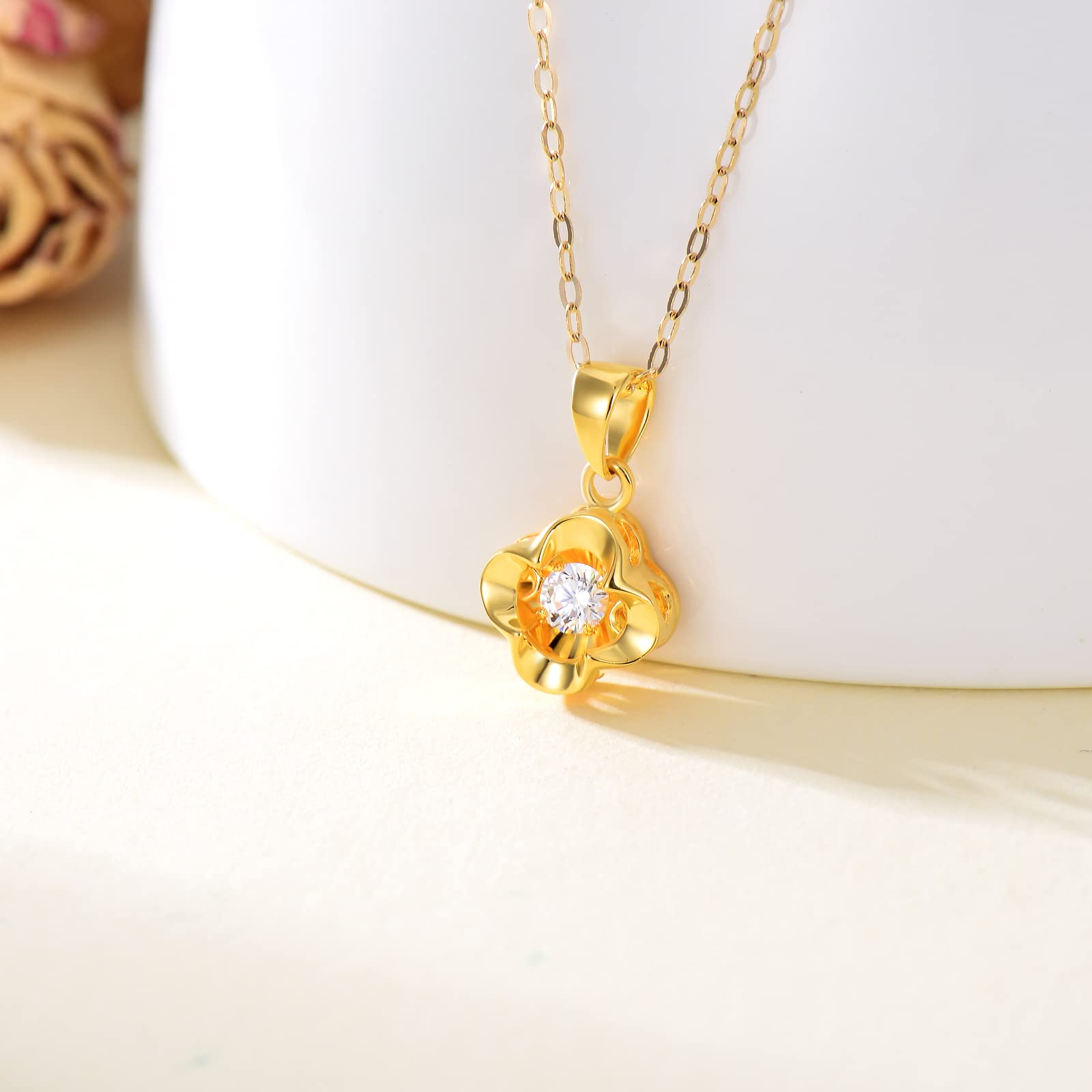 18K Solid Gold Necklace for Women - Real Gold Pendant Jewelry Gift for Wife, Girlfriend, Anniversary, Birthday, Valentine's Day | 18