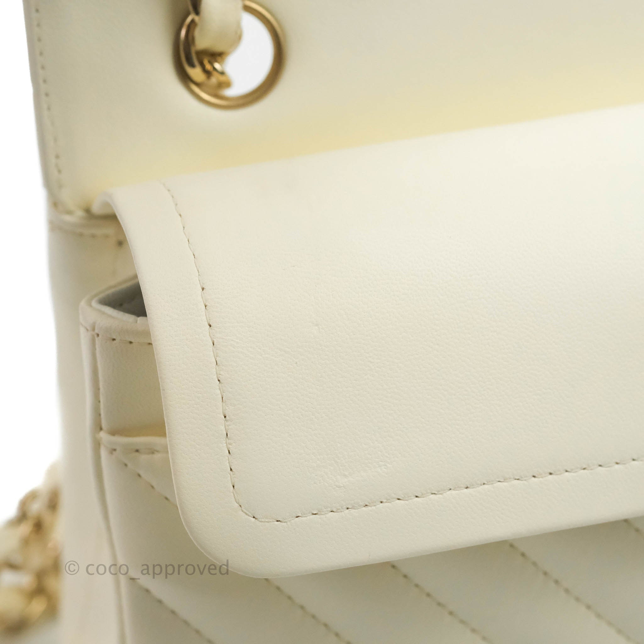Chanel Classic Chevron Small Double Flap Bag in Ivory White Lambskin with Gold Hardware - Luxury Crossbody Purse for Women, Perfect for Date Night & Special Occasions