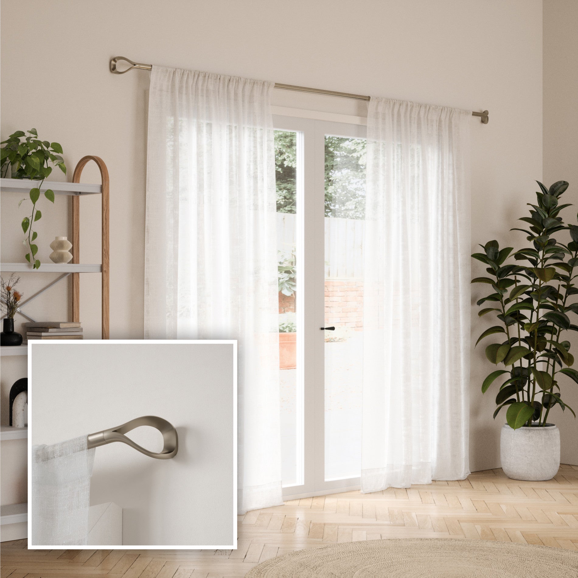 Loop 1 Curtain Rod - Adjustable Tension Window Curtain Rod for Home Decor, Living Room & Bedroom - No Drill Easy Installation - Perfect for Drapes, Sheers & Blackout Curtains