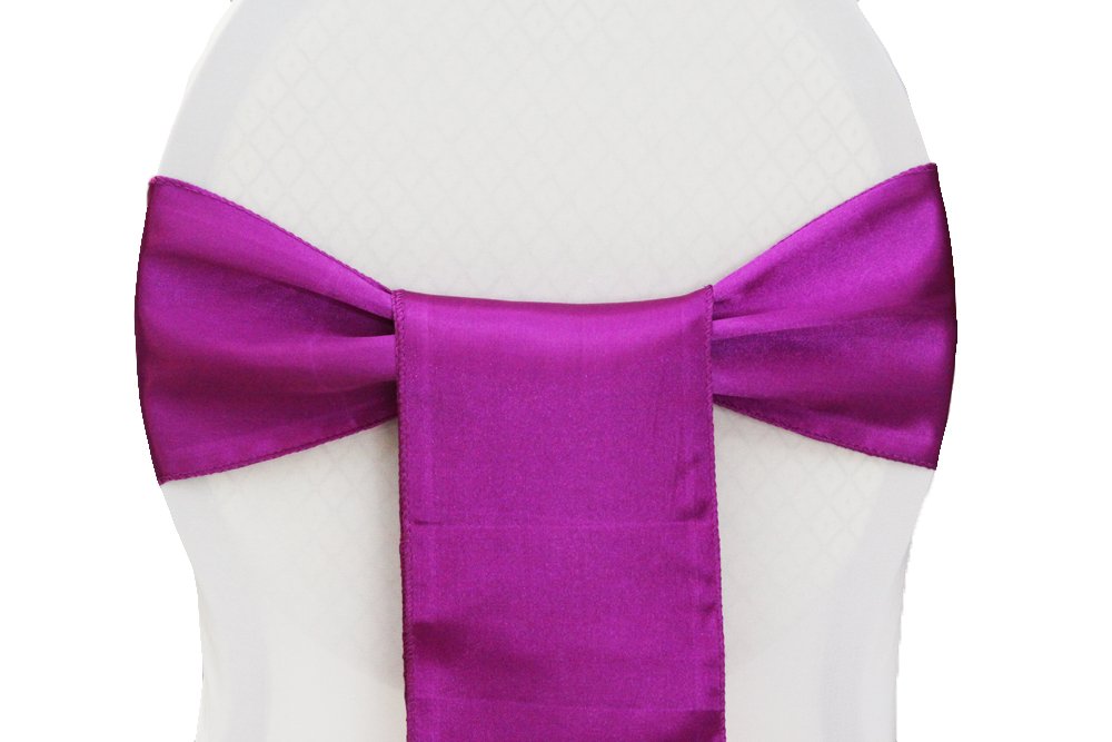 150 Pieces Satin Chair Sashes Bows for Wedding Decorations, Party Supplies, Chair Covers & Event Decor - Magenta Violet - Perfect for Weddings, Banquets, Baby Showers & Special Occasions