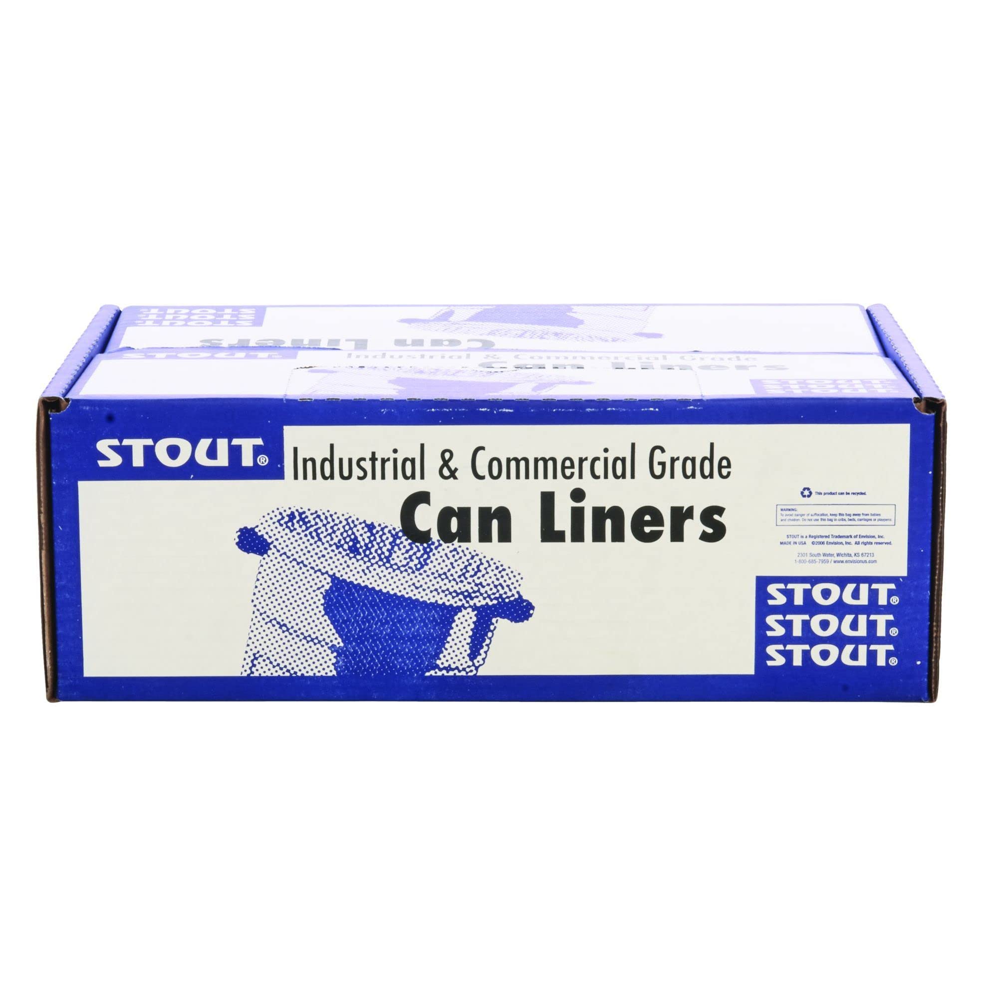 Envision Stout L3858C13 ProPerformance 60 Gallon Heavy Duty Trash Bags - 100 Count, 1.3 mil Thick Industrial Garbage Bags, Puncture & Tear Resistant, Clear - Perfect for Commercial Kitchens, Warehouses & Outdoor Events