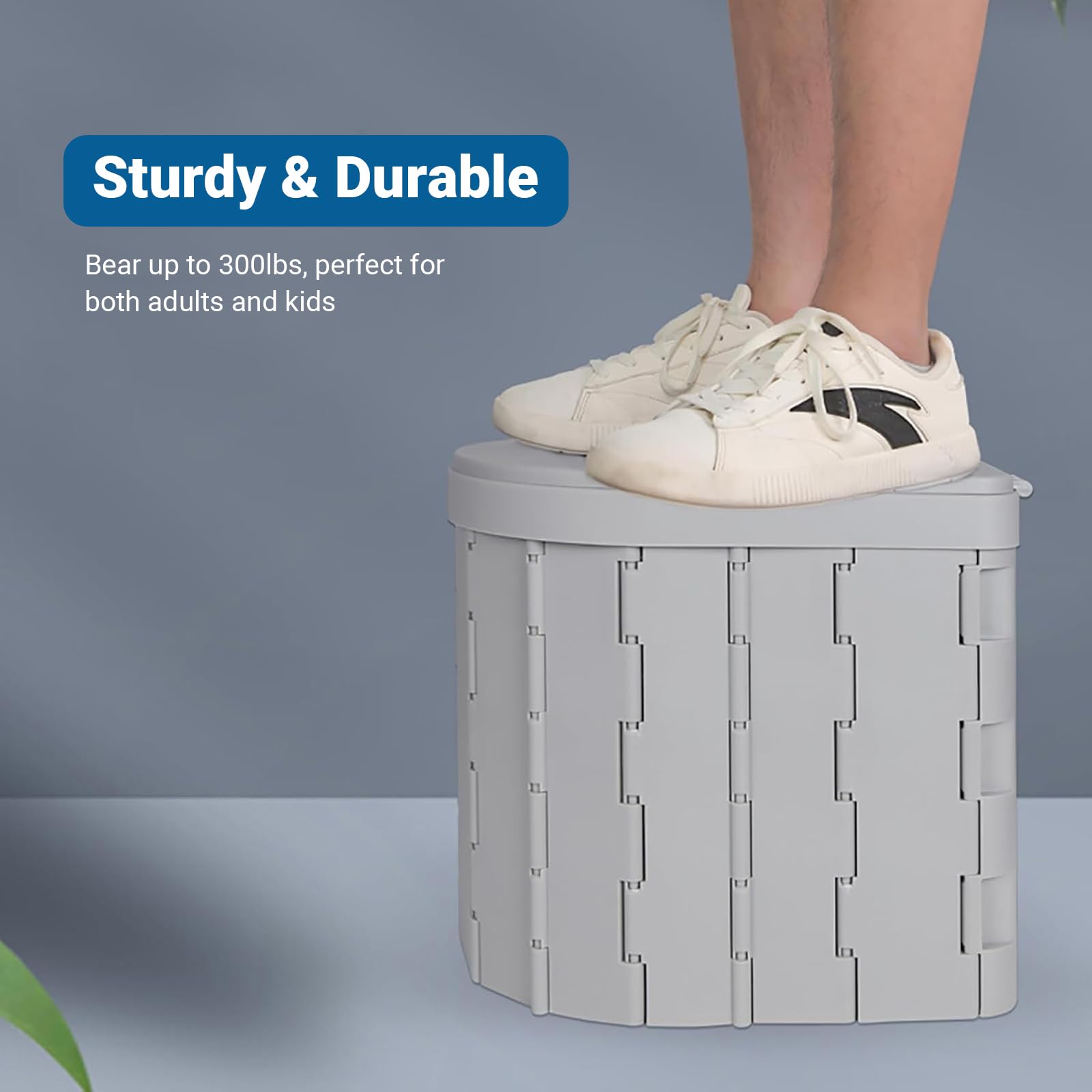 Portable Camping Toilet for Adults - XL Folding Travel Toilet with Lid & Waste Bags - Emergency, Outdoor, Car & Truck Use - Ideal for Camping, Hiking, Road Trips & RV Adventures