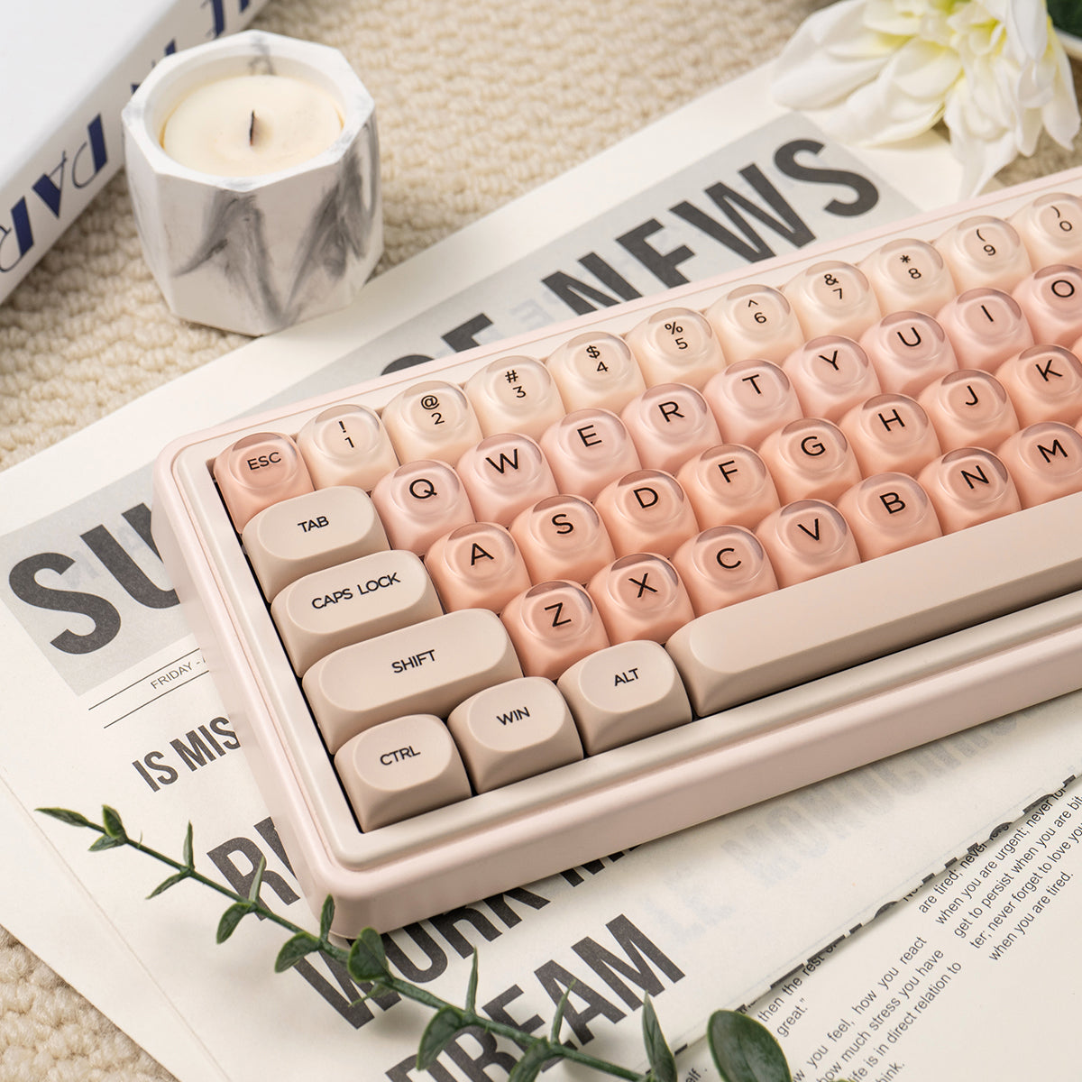 Custom PBT+PC Spherical Keycaps for Mechanical Keyboards - Cute Girl Theme, Hot Sublimation Design - Perfect for Gaming, Typing & Custom Keyboard Builds