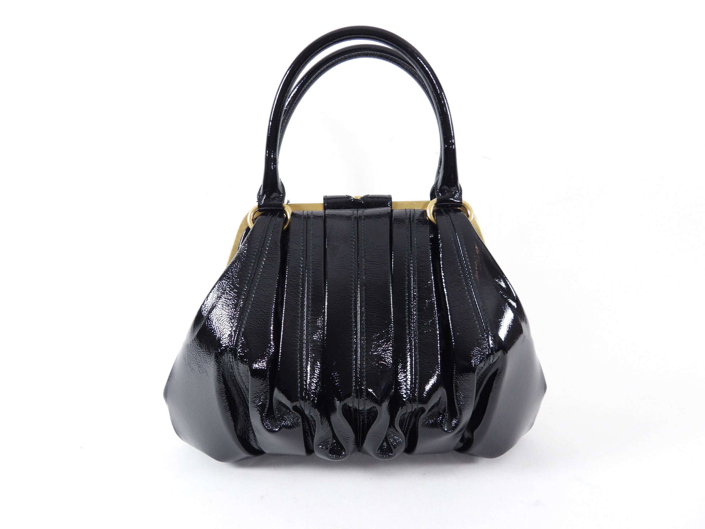 Alexander McQueen Black Patent Leather Elvie Shoulder Bag - Luxury Designer Handbag for Women, Perfect for Evening Parties, Work & Travel