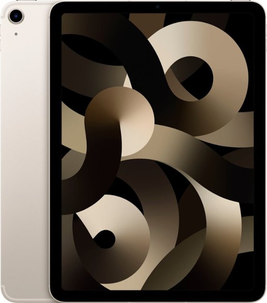 Apple iPad Air 5 (5th Generation, 2022) 10.9-inch 64GB Wi-Fi + Cellular - Starlight Color | Portable Tablet for Work, Study & Entertainment