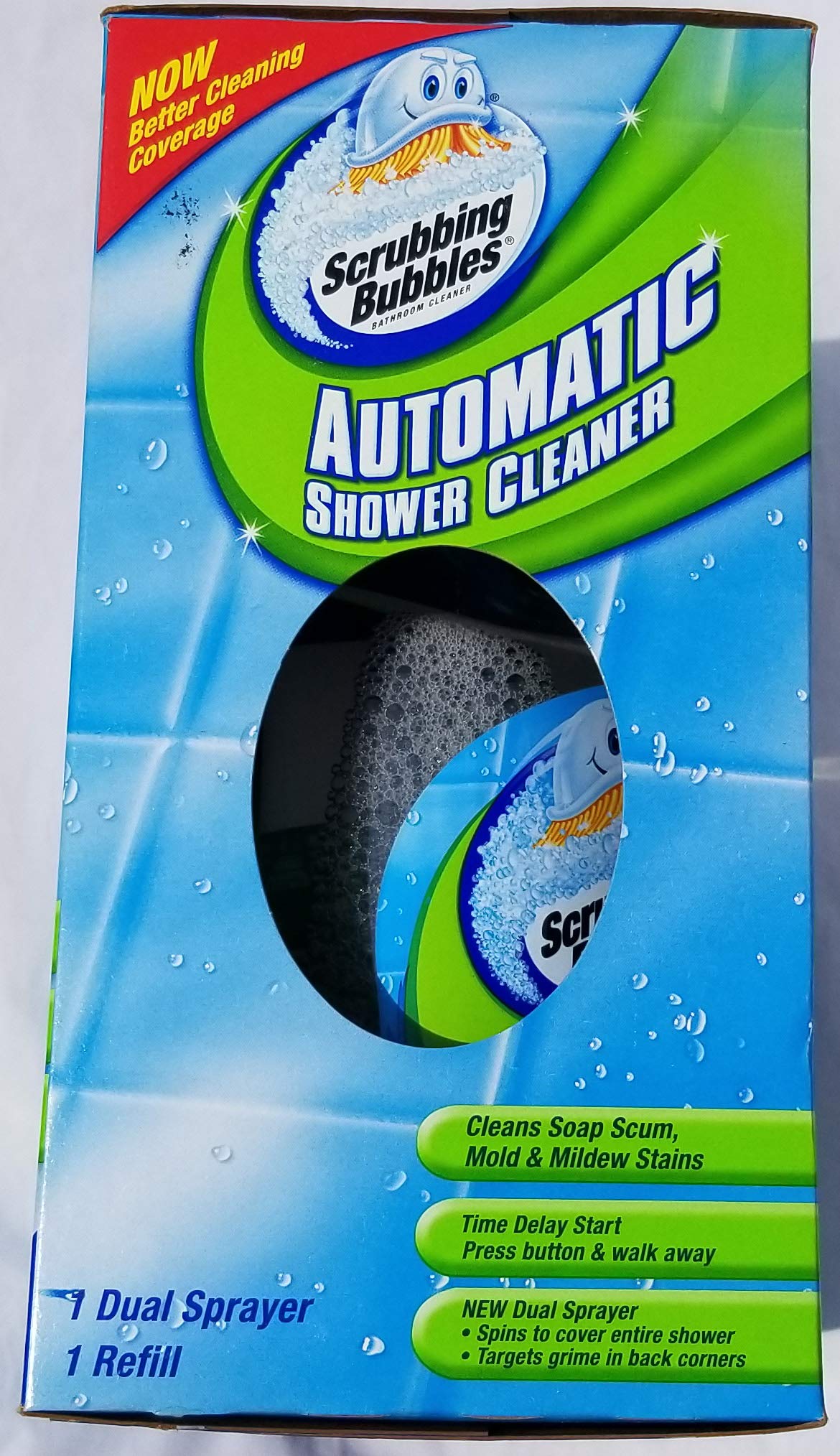 Scrubbing Bubbles Automatic Shower Cleaner Kit - 34 oz Refillable Bottle for Sparkling Tiles & Glass - Perfect for Daily Bathroom Cleaning & Stain Removal