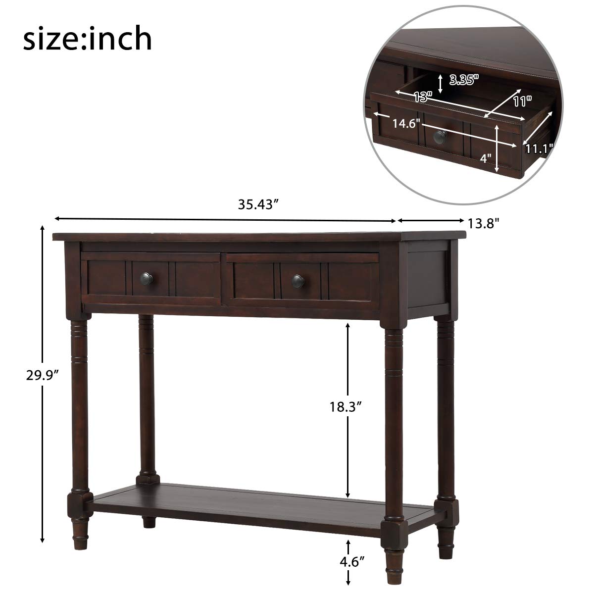 Merax Wooden Console Table - Entryway Sofa Table with Storage Shelf, Modern Sideboard for Living Room, Hallway & Bedroom Decor