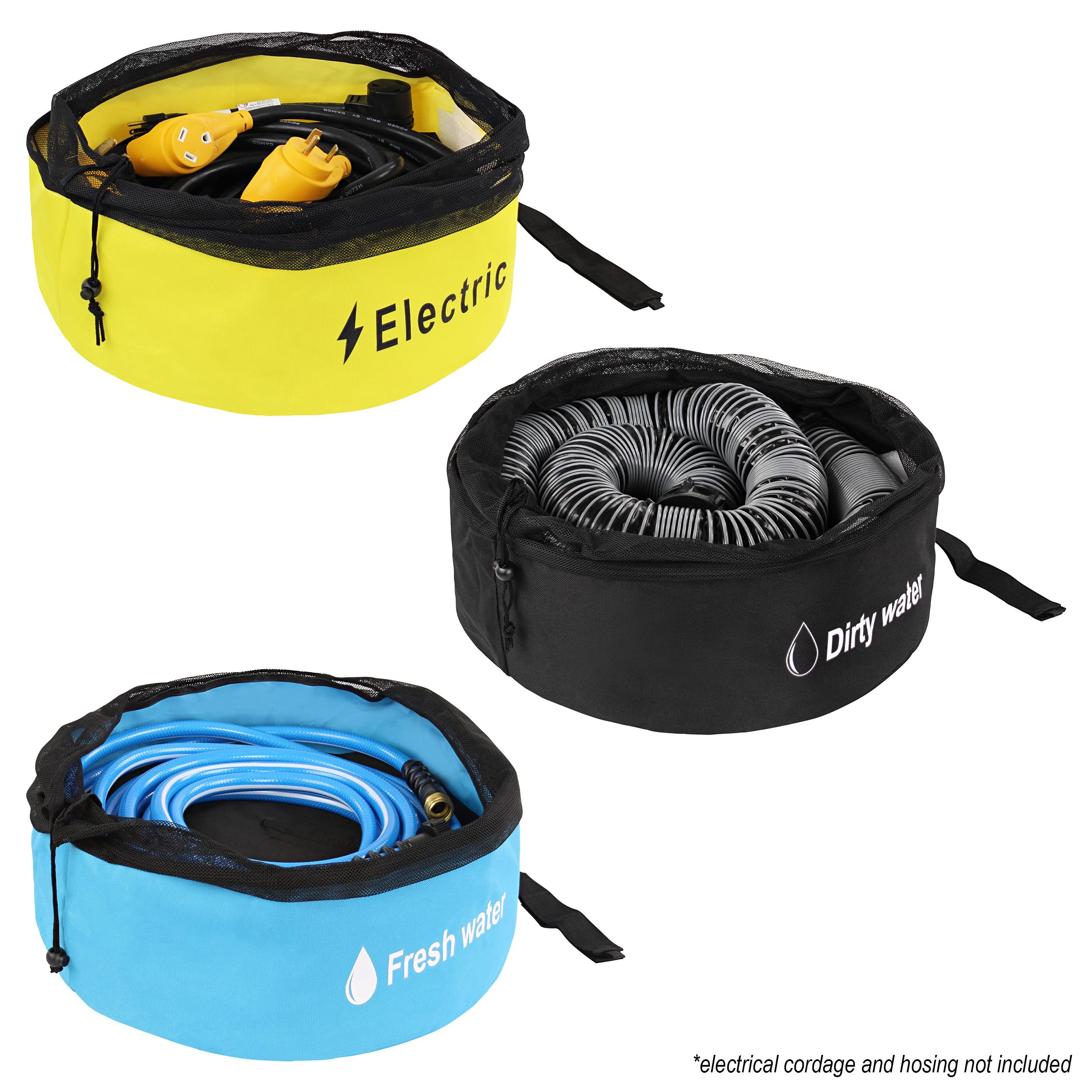 Durable RV Sewer Hose Storage Bag 3-Piece Set - Waterproof Organizer for Camping Accessories, Holds Fresh/Black Water Hoses & Electrical Cords - Perfect for RV Trips, Campgrounds & Outdoor Adventures
