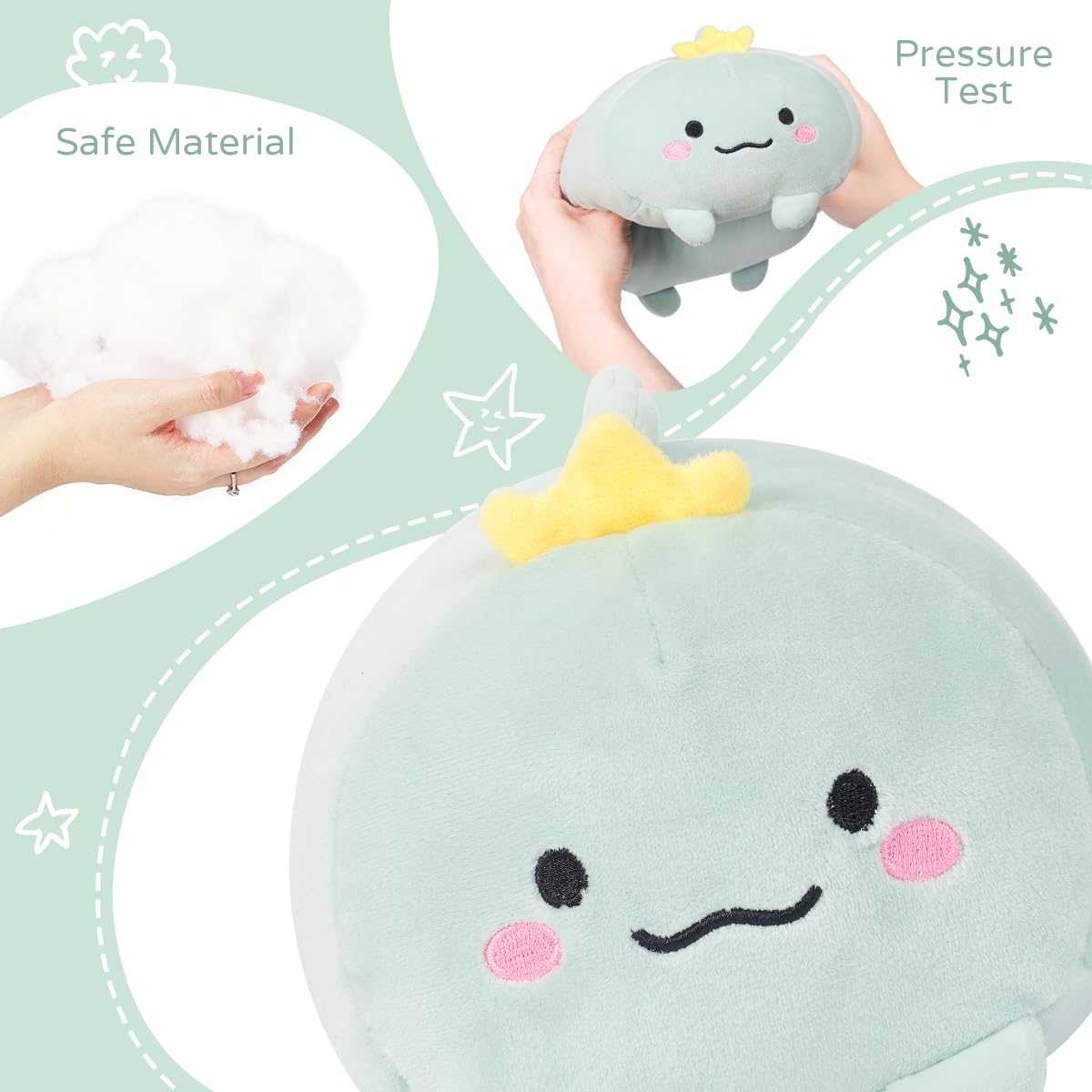 AIXINI 35.5 Inch Super Soft Dinosaur Plush Stuffed Animal - Cylindrical Body Pillow for Kids & Adults, Cute Cartoon Hugging Toy Gift for Birthday, Christmas (Great for Cuddling, Home Decor & Stress Relief)