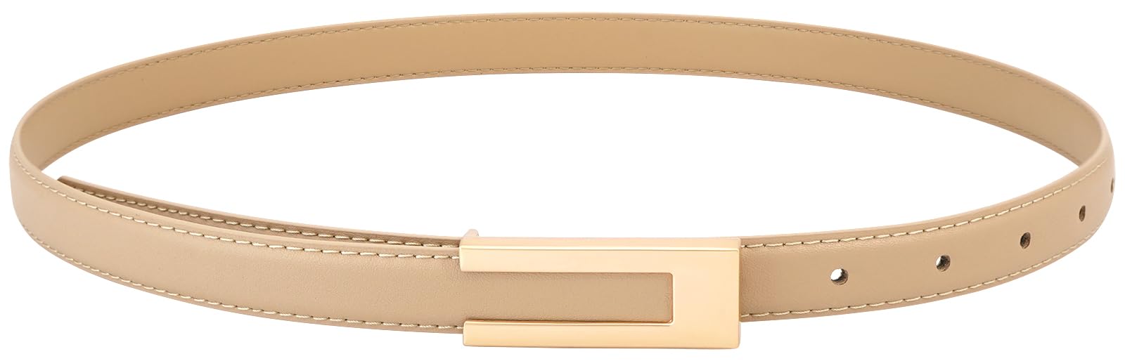 Slim Leather Belt for Women - Gold Buckle for Dresses & Jeans