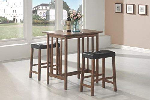 3-Piece Counter Height Dining Set - Nut Brown Finish - Perfect for Kitchen Islands, Breakfast Nooks & Small Space Dining