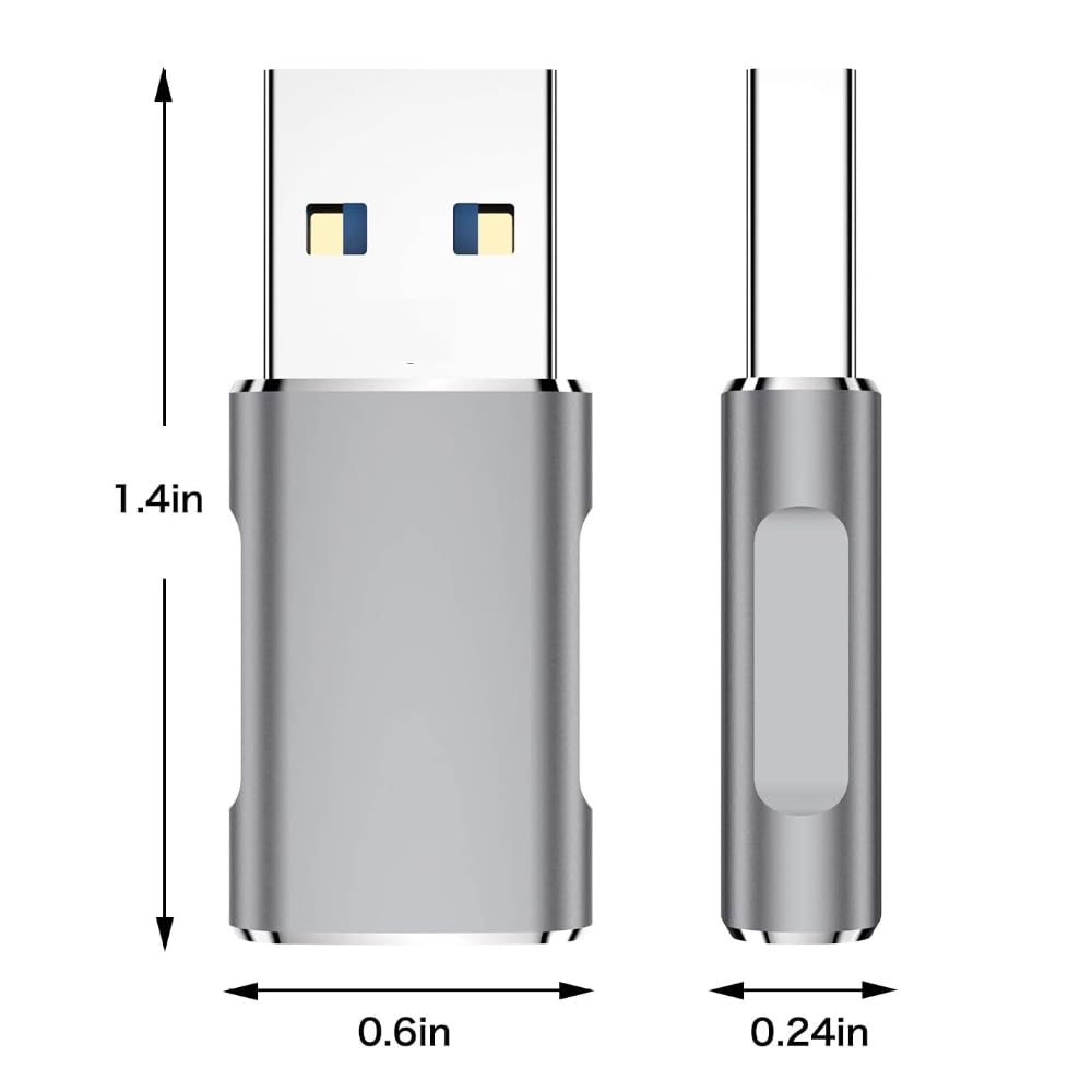 10Gbps USB C Female to USB 3.1 Gen2 Male Adapter 2 Pack - Double-Sided Data Transfer & 60W Fast Charging - Compatible with iPhone 15/iPad/AirPods/Quest Link - Perfect for Travel, Office & Home Charging Stations