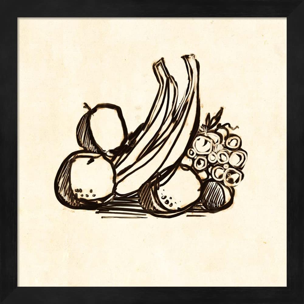 Dan Meneely Framed Art Print - 'Fruit at Rest' 13x13 Inch Wall Decor with Deep Black Frame | Perfect for Kitchen, Dining Room & Farmhouse Style Home Decor