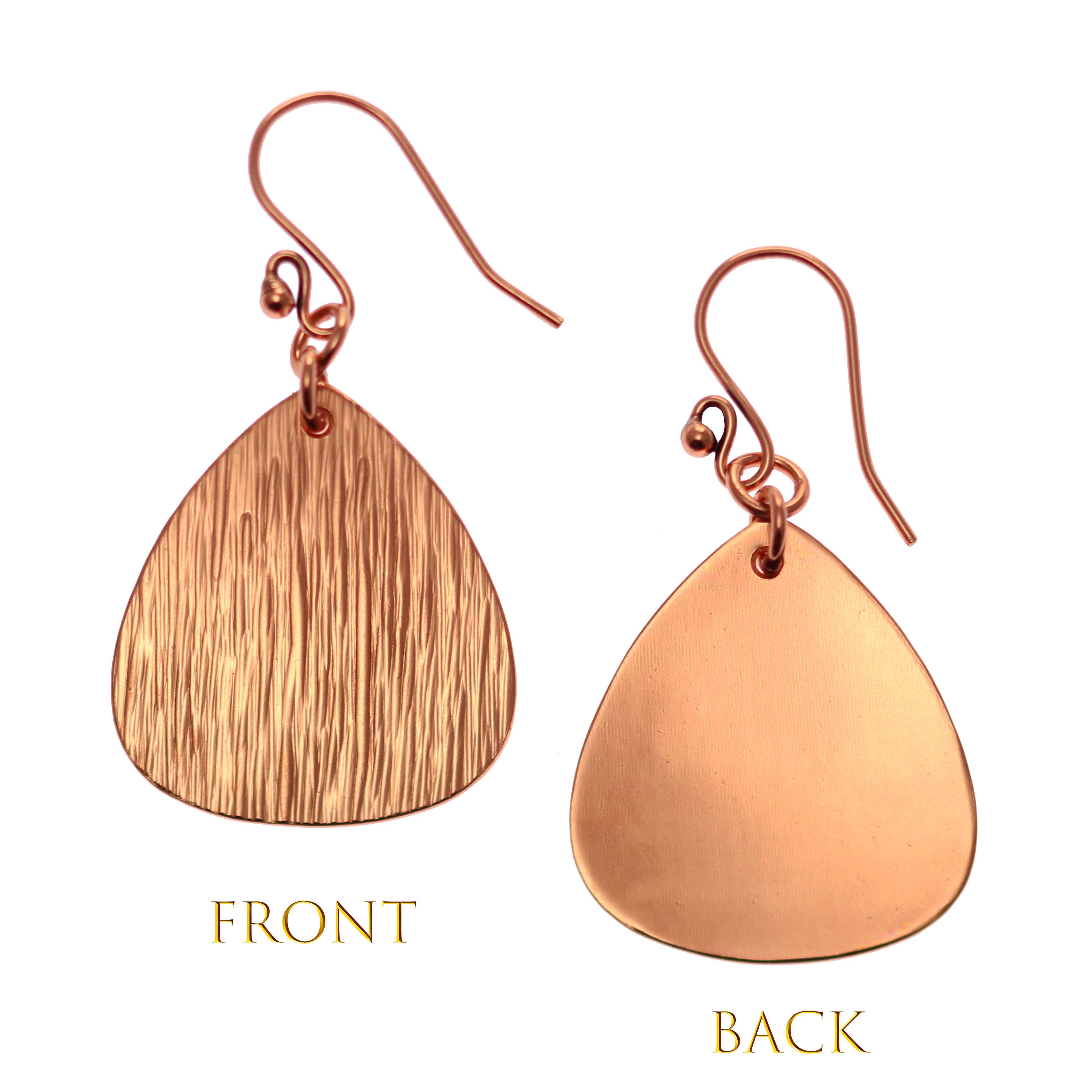 Bark Embossed Copper Triangular Teardrop Earrings for Women - Handmade Boho Jewelry, Lightweight Dangle Earrings for Party, Wedding & Everyday Wear