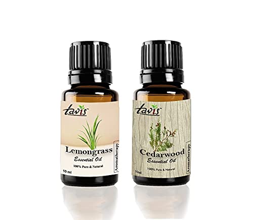 Pure Tavis Lemongrass Essential Oil & Cedarwood Essential Oil for Aromatherapy, Diffusers, Massage & DIY Skincare