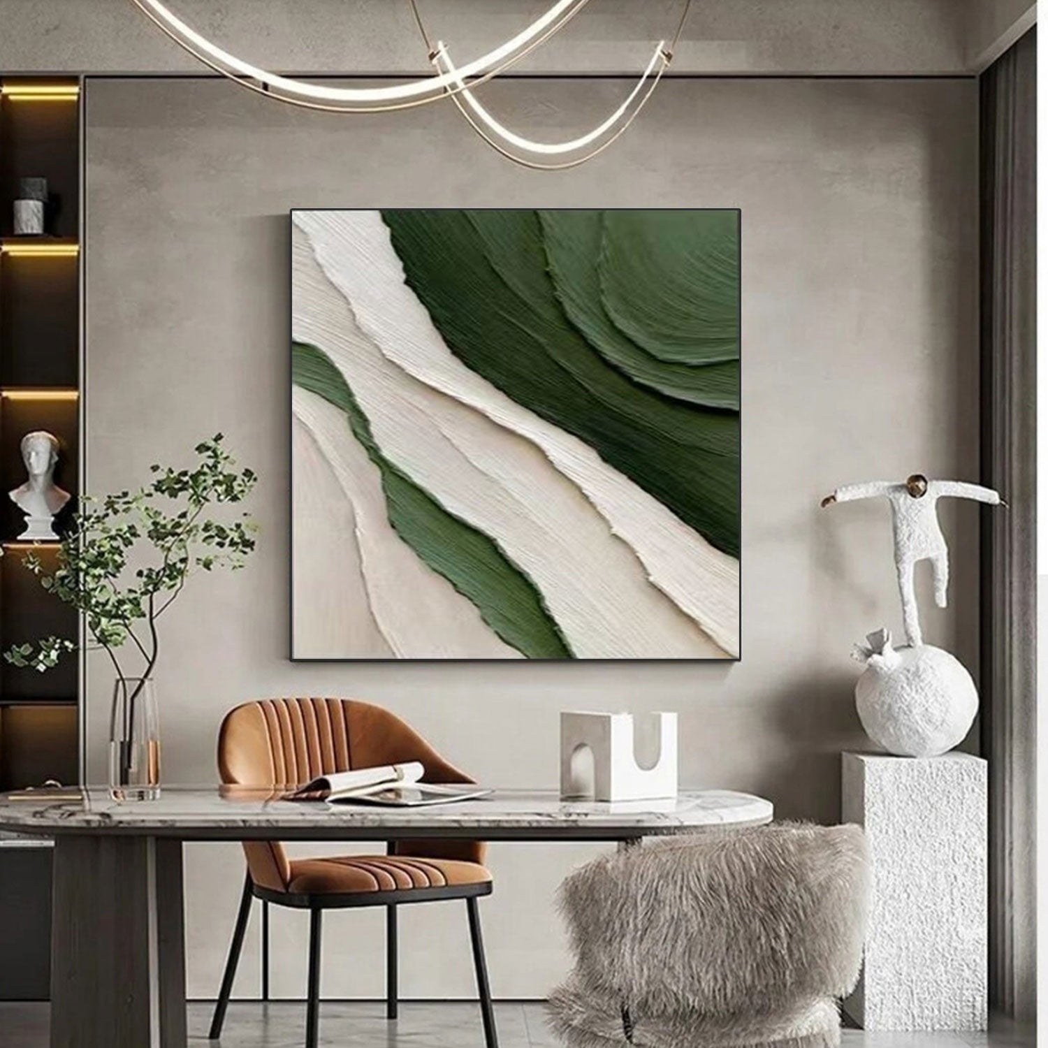 Custom Size Blue & Green Abstract Canvas Wall Art #BG043 - Modern Home Decor for Living Room, Bedroom & Office