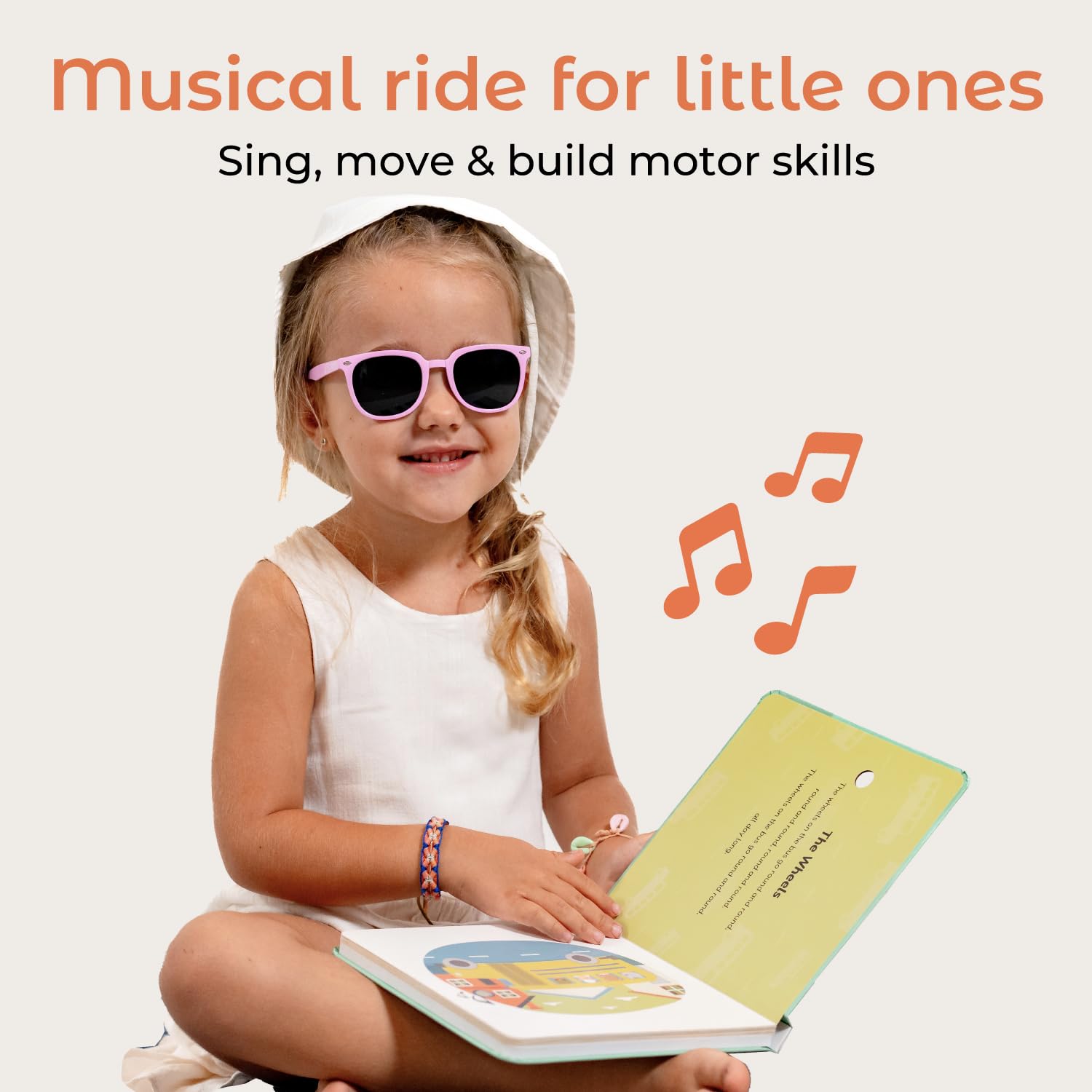 Calis Books The Wheels on The Bus - Rechargeable Musical Book for Toddlers 1-3 | No Batteries Needed | Interactive Learning Toy & Sound Book for 1 Year Old | Perfect for Storytime, Travel & Early Education